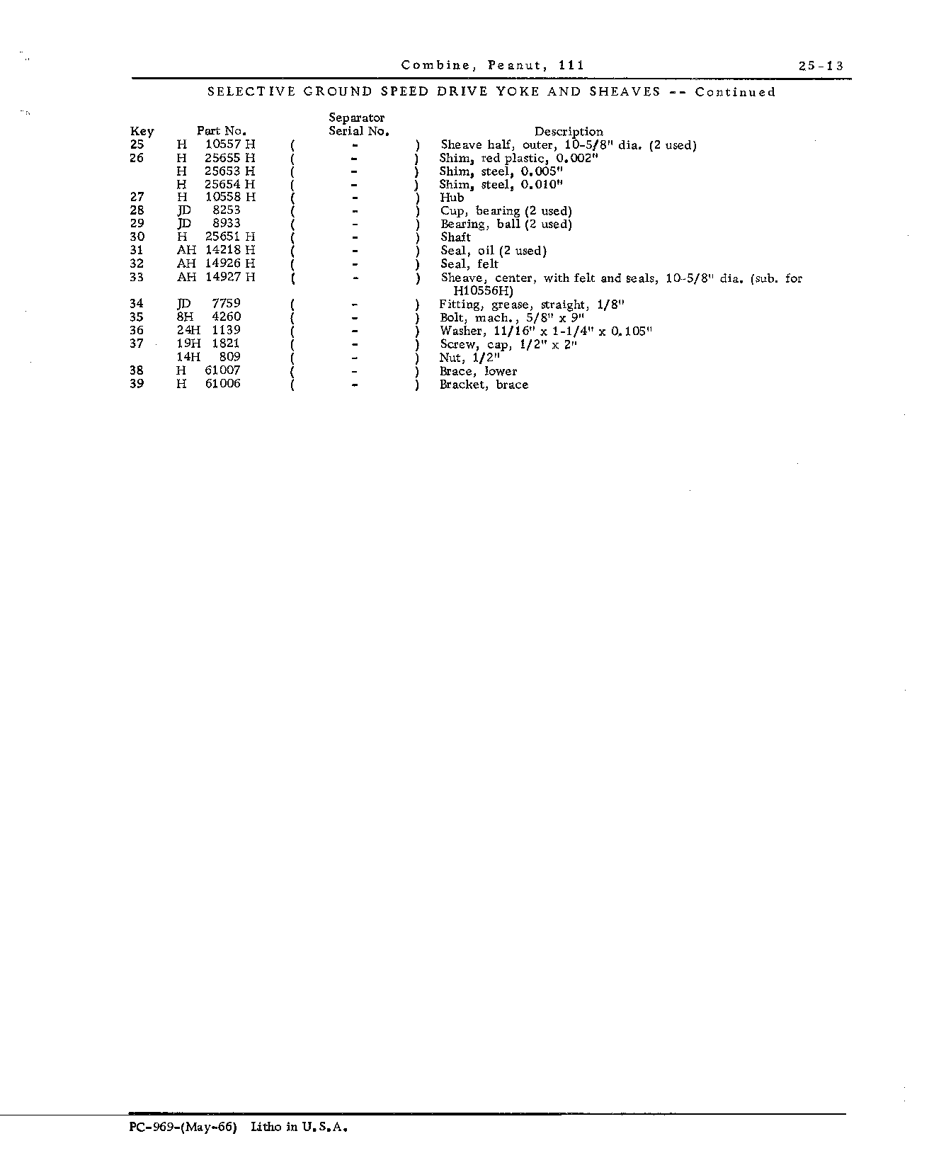 Selective ground speed: Drive yoke and sheaves (Continued)