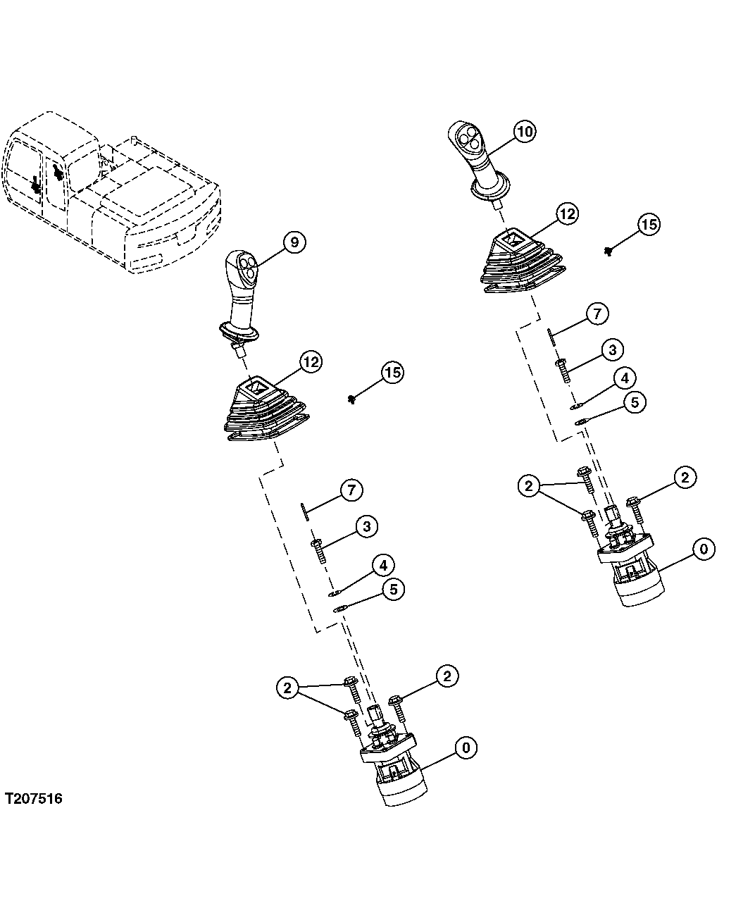 DIG AND SWING PILOT VALVE, CONTROL LEVER AND COMPONENTS