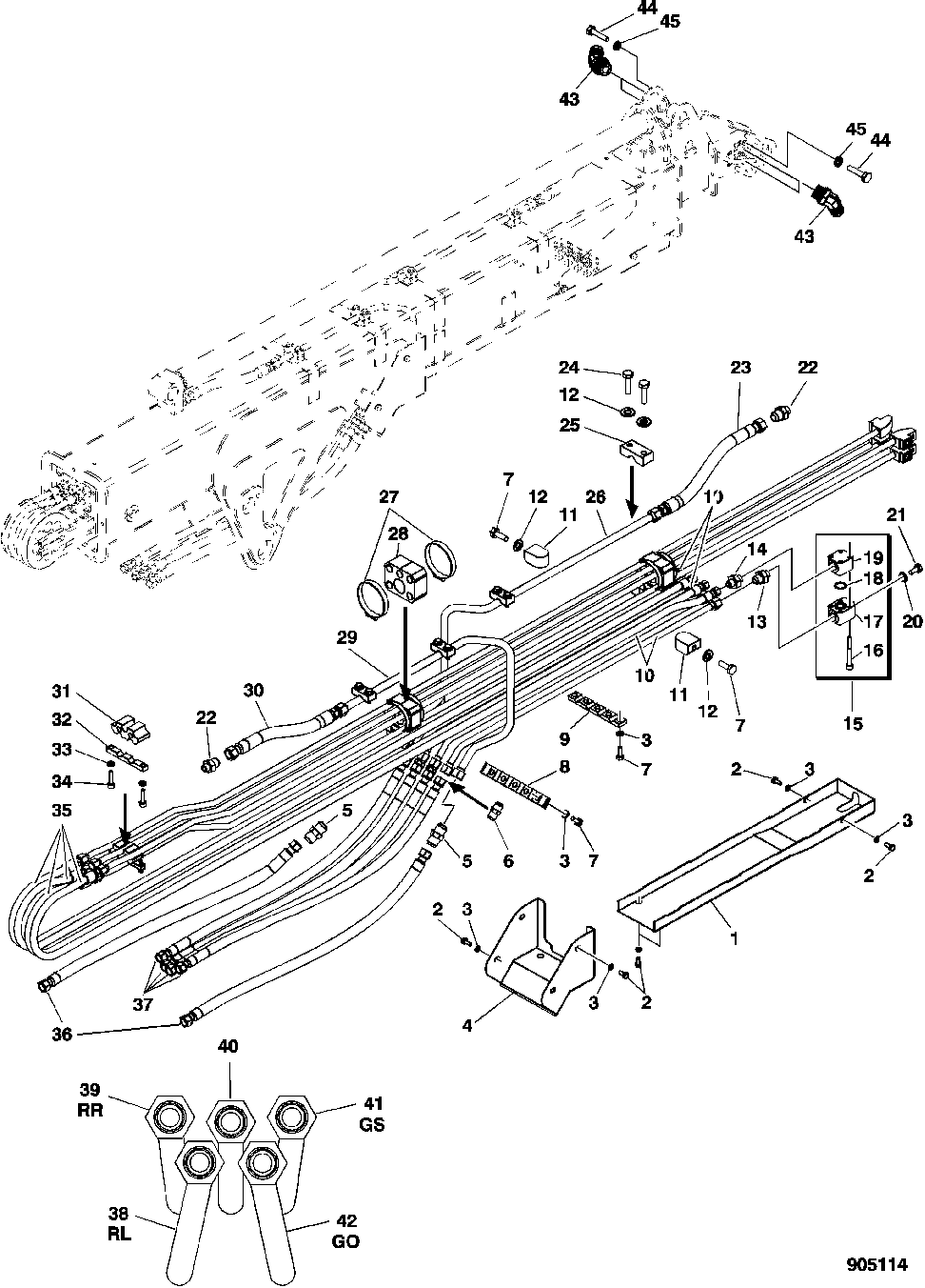 Outer Boom Oil Lines For Hidden Hoses, CF510