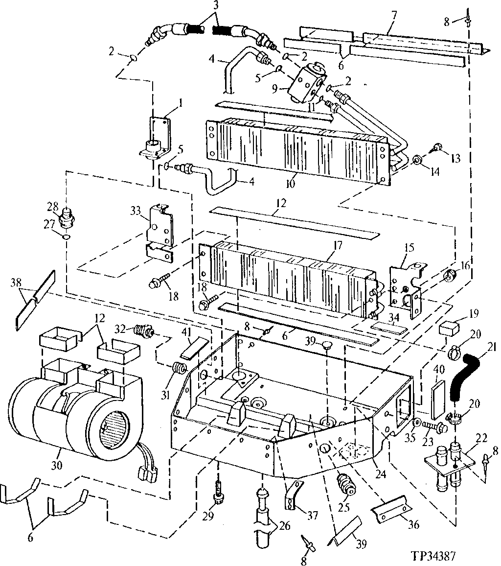 PRESSURIZER HOUSING, BLOWER FAN, EVAPORATOR AND EXPANSION VALVE