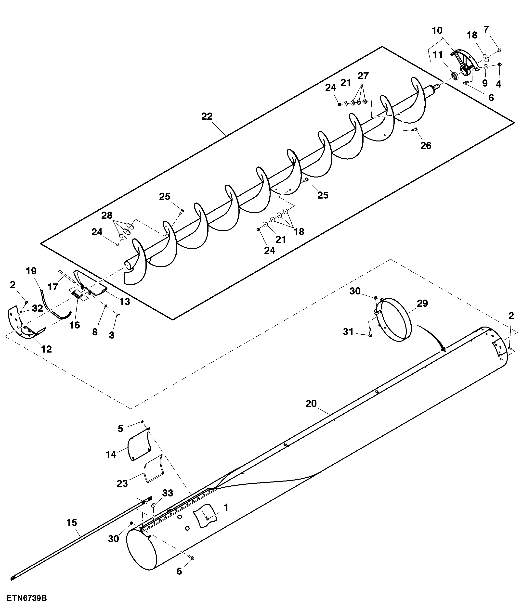 Outer Unloading Auger, High, 6.9 m (22.6 ft)