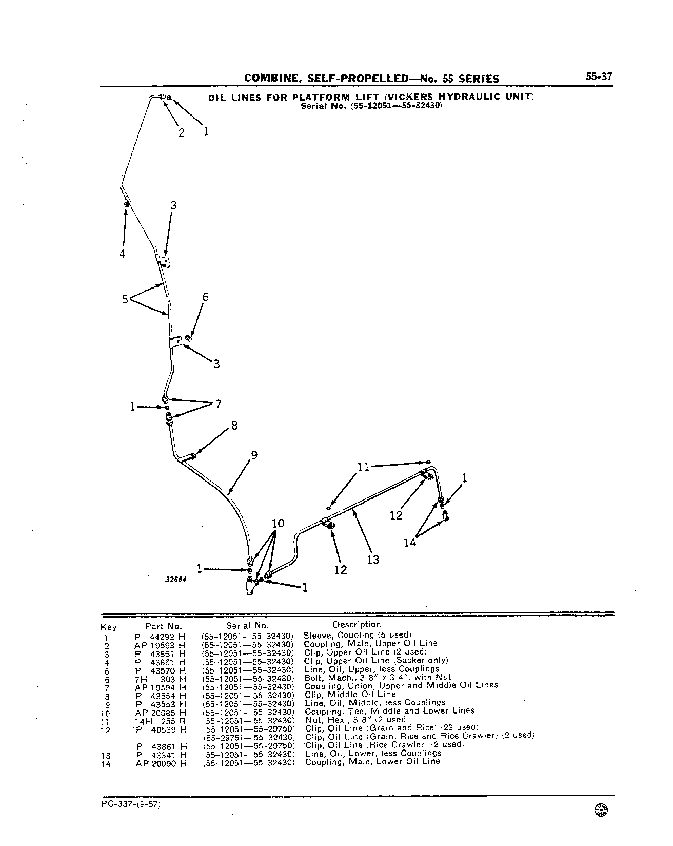 Platform Lift (Vickers Unit): Serial No. 55-12051-55-32430)