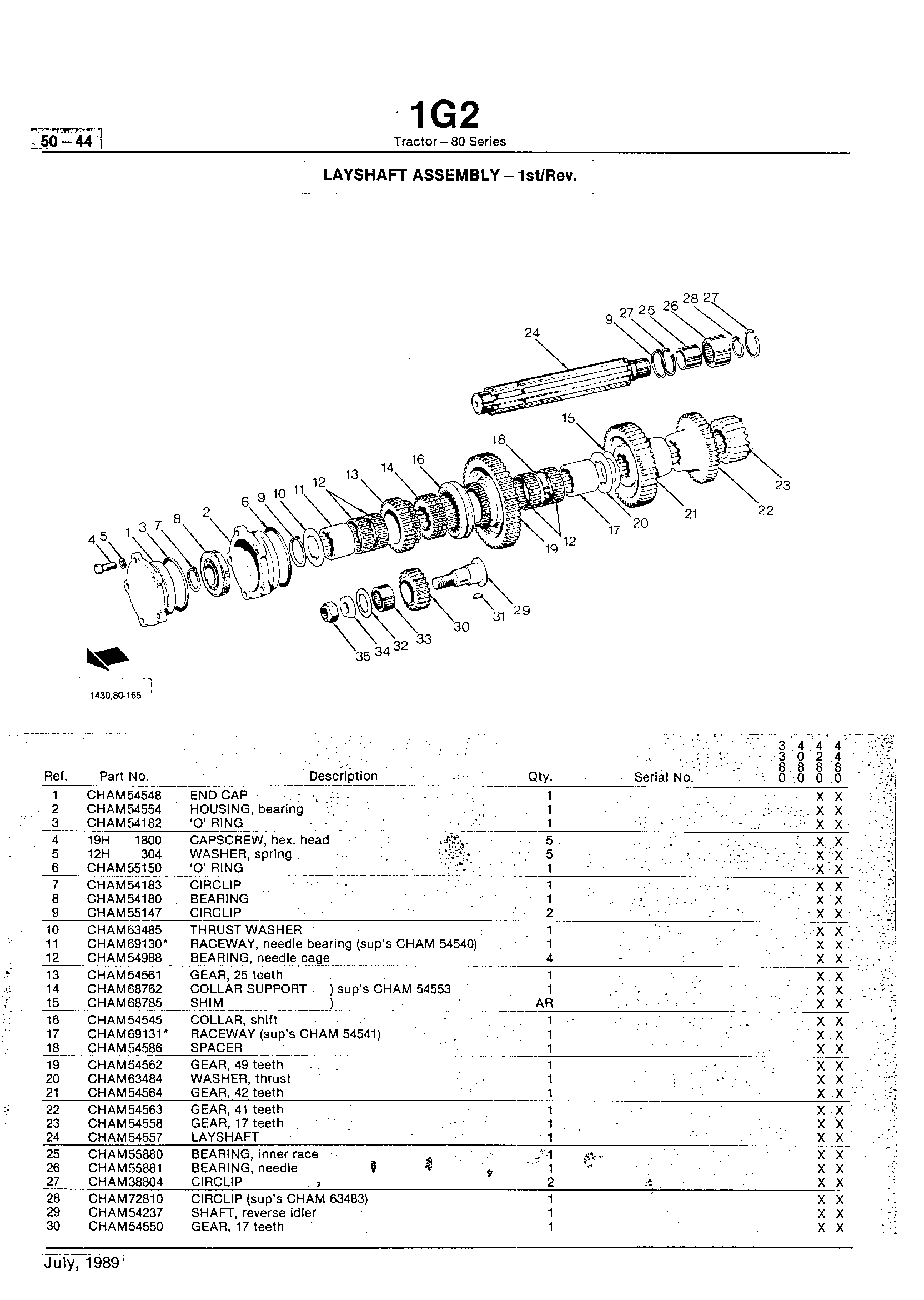 Power Train Layshaft Assembly - 1st/Rev. (Continued)