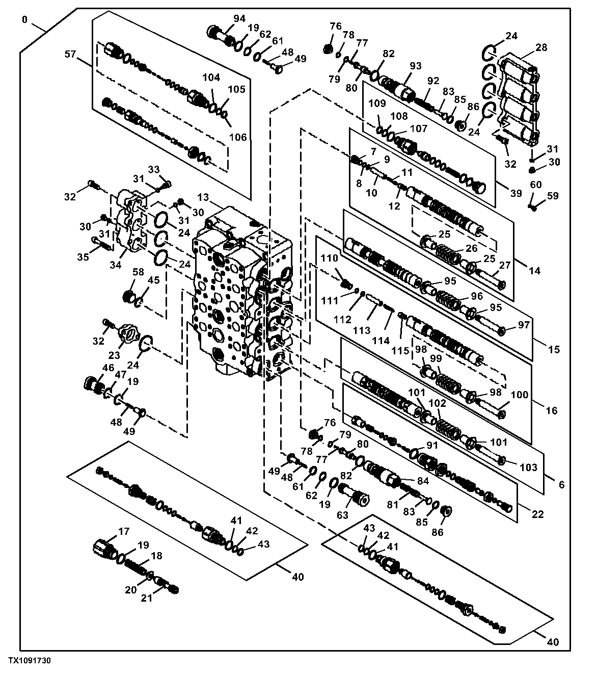 Control Valve Body and Spools (4 Spool Side)