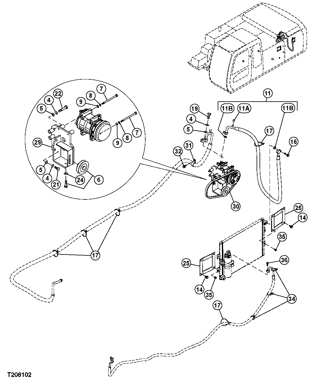 Air Conditioner Compressor Bracket, Drive Belt And Refrigerant