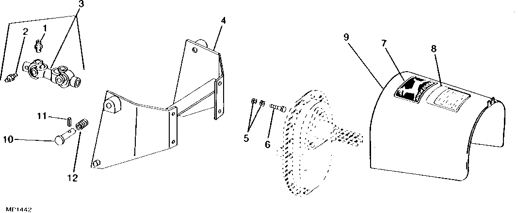 Front PTO Bracket, Shield And Universal Joint (540)