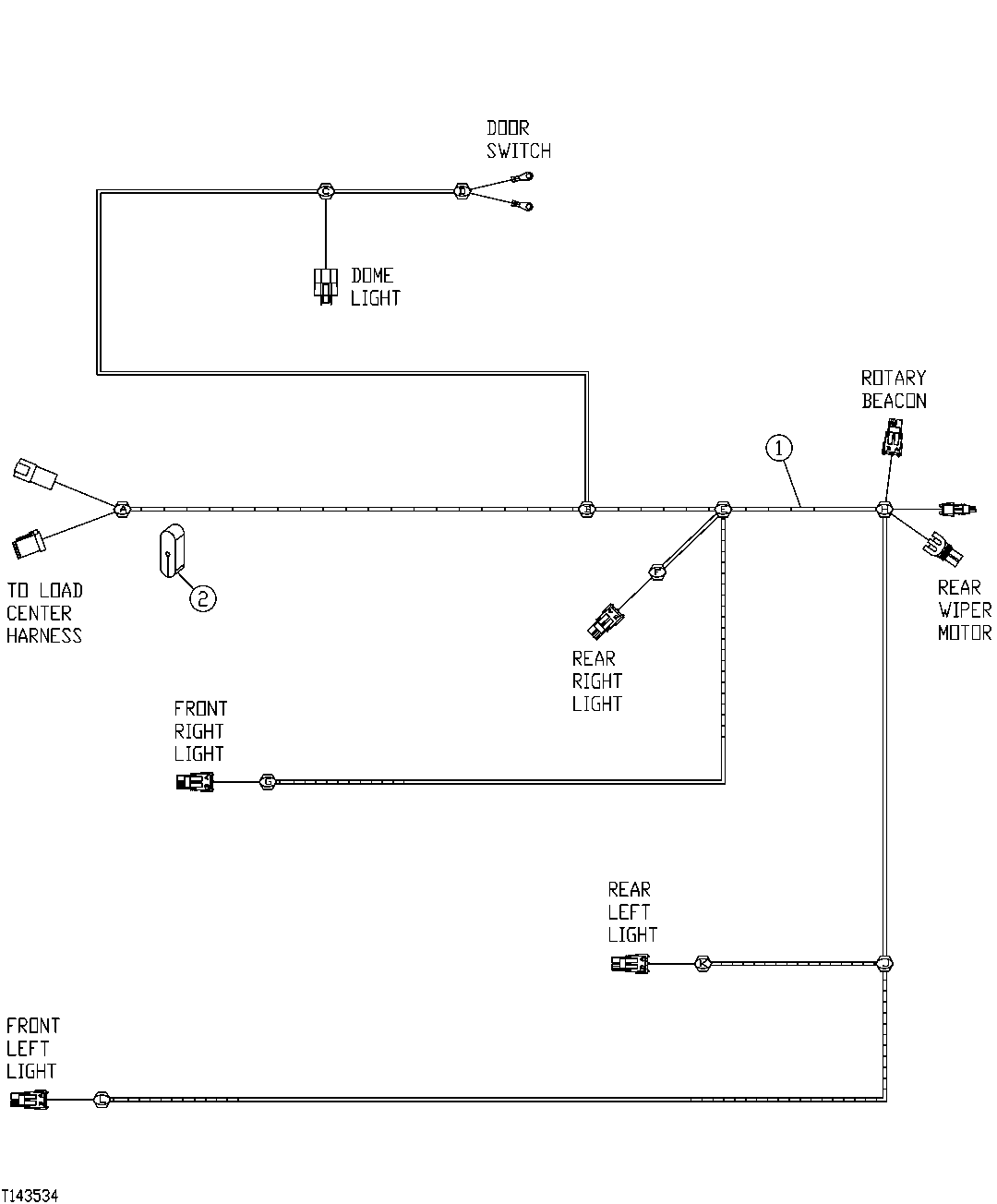 CAB WORK LIGHT WIRING HARNESS (578902 - )