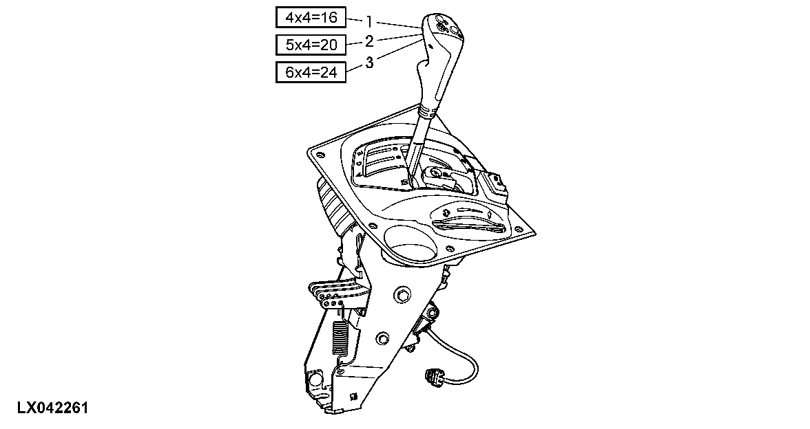 RANGE SHIFT COMPONENTS (NOT WITH SWING-ASIDE MULTI-FUNCTION LEVER MOUNTED ON SHIFT CONSOLE)