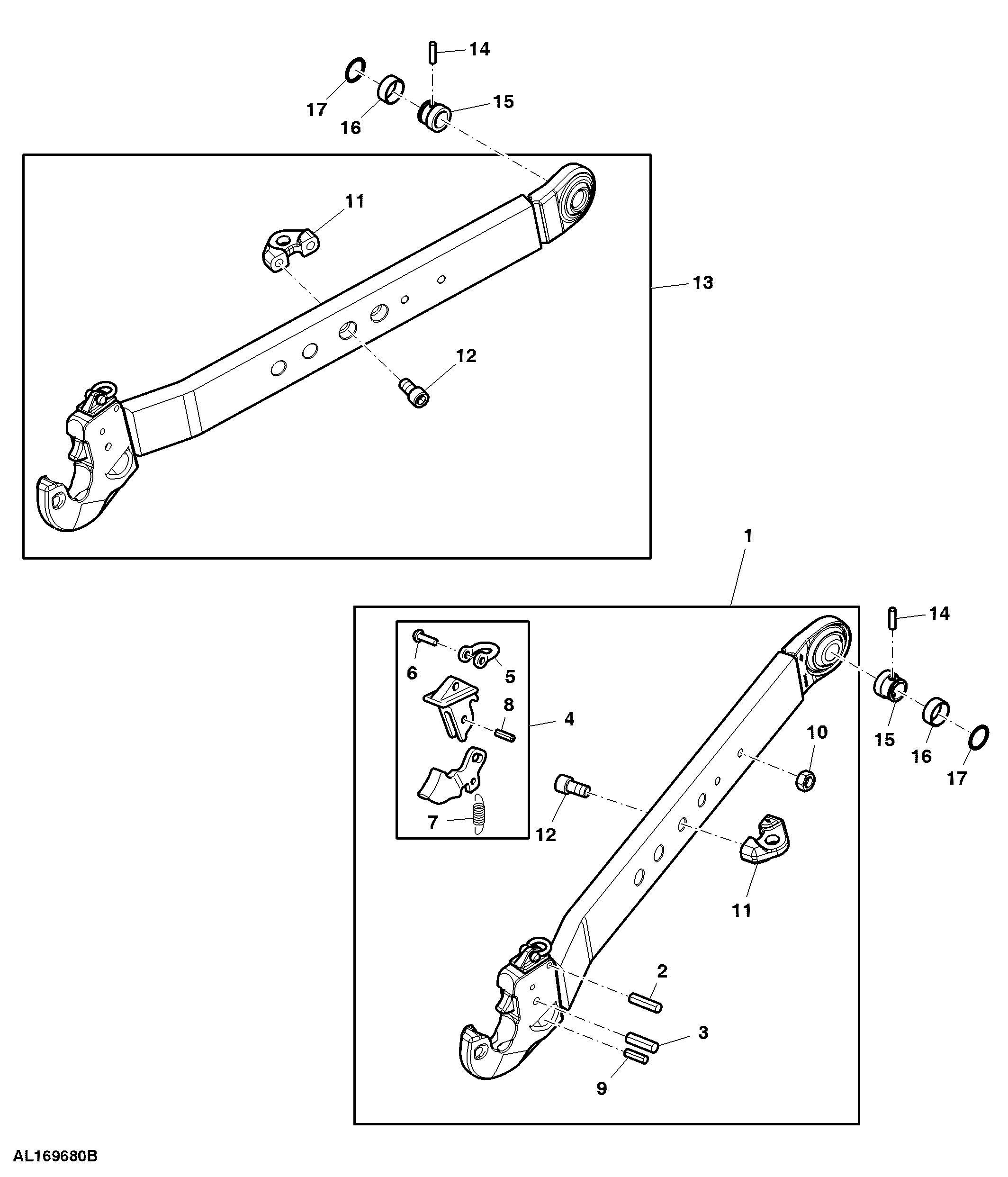 Draft Links, Flat / Hook, W/ Pickup Hitch, Category 3
