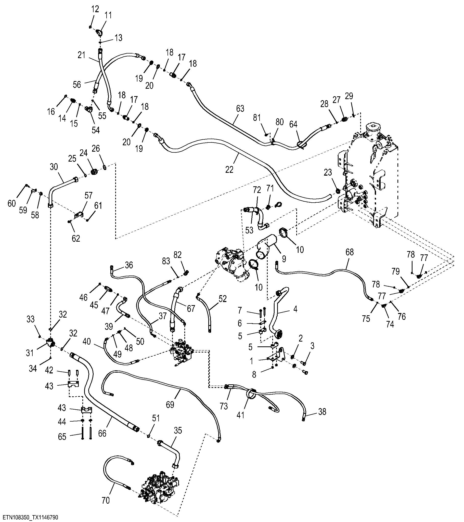 Main Hydraulic Lines for Joystick Steering, Tool Carrier