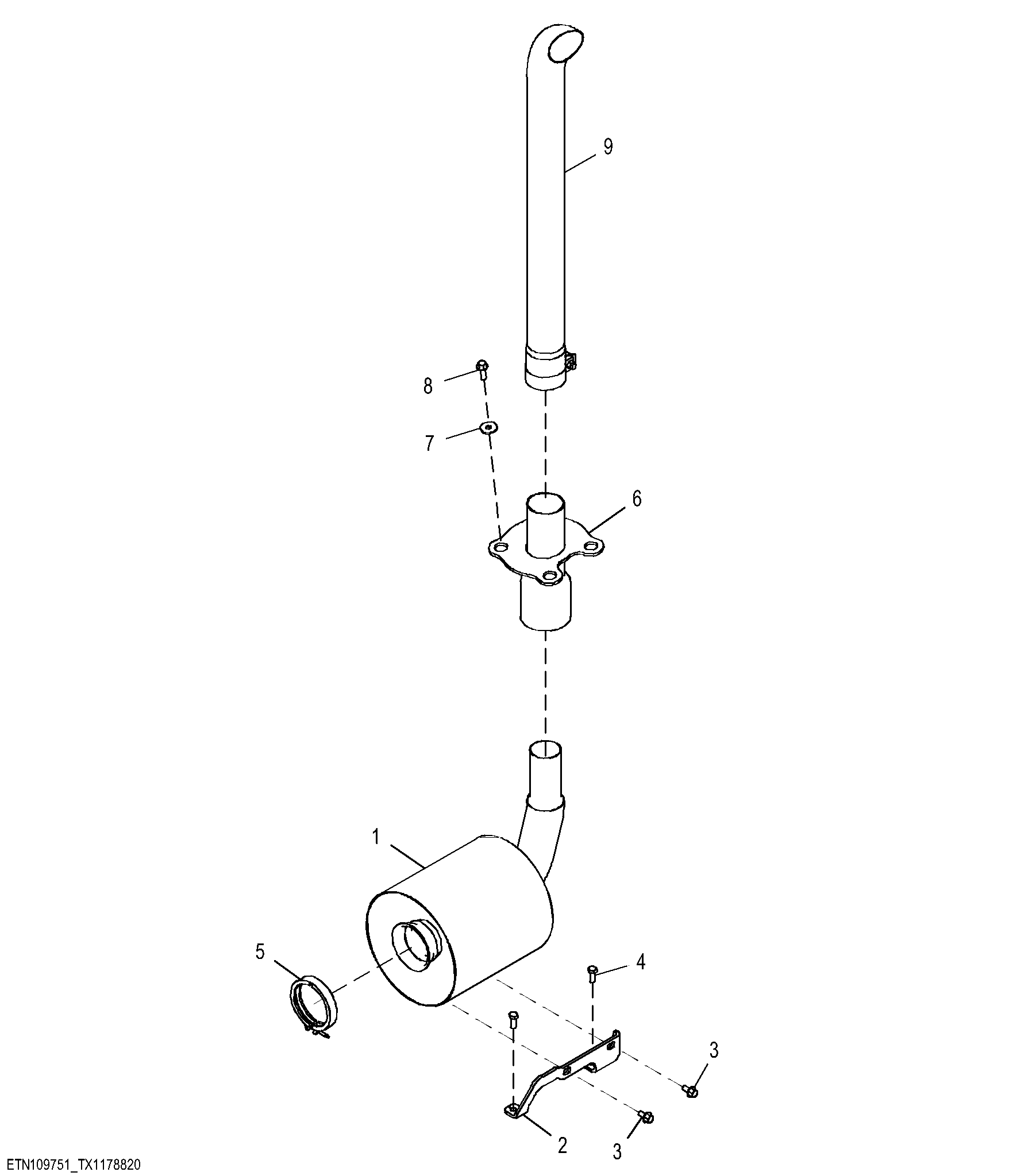 Exhaust System with Black Stack (Engine 4045TT096-RE545793)