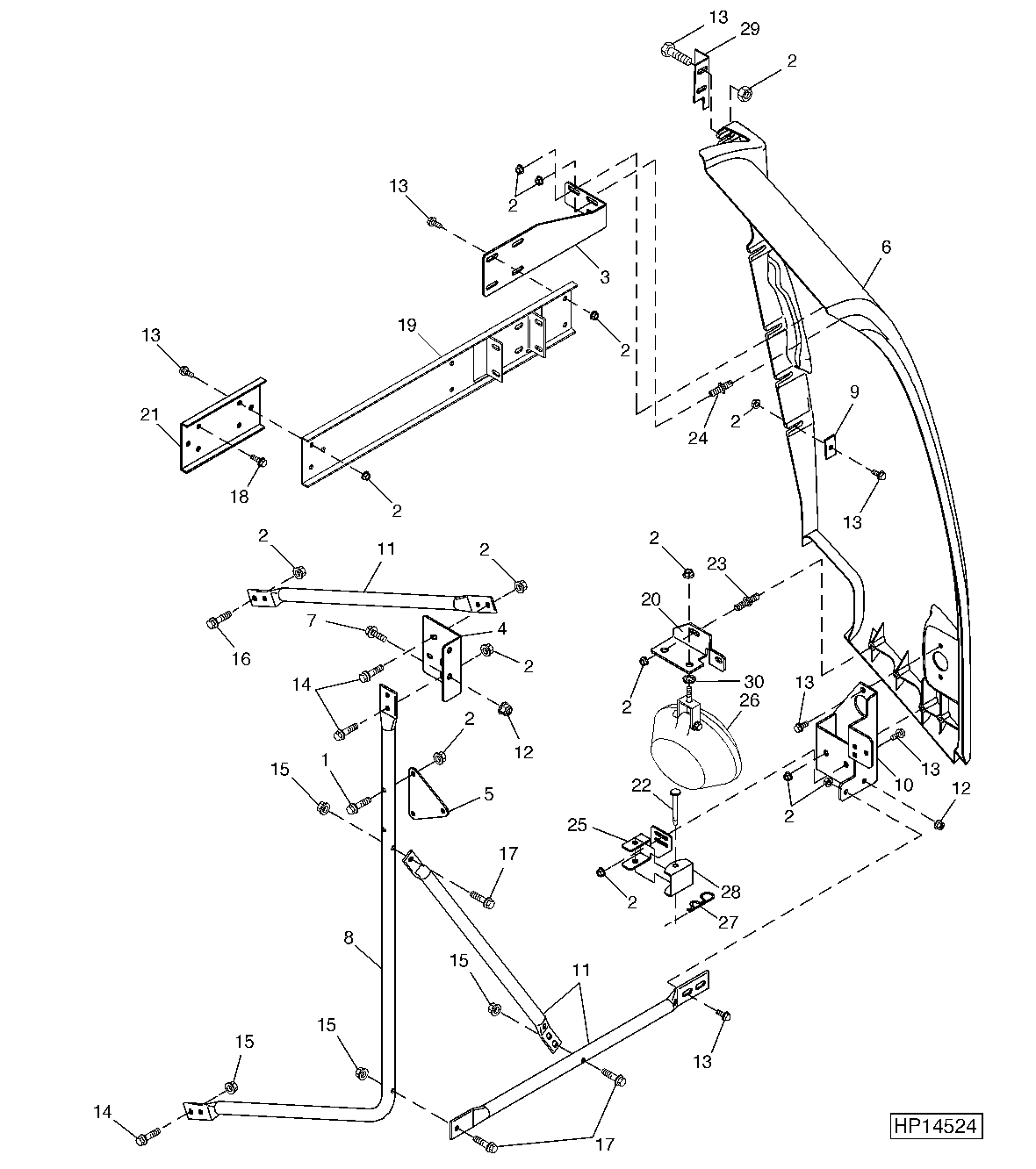 LEFT REAR CORNER PANEL AND REAR LAMP ASSEMBLY