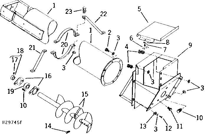 LOADING AUGER AND HOUSING (GEAR CASE) (163901 - )