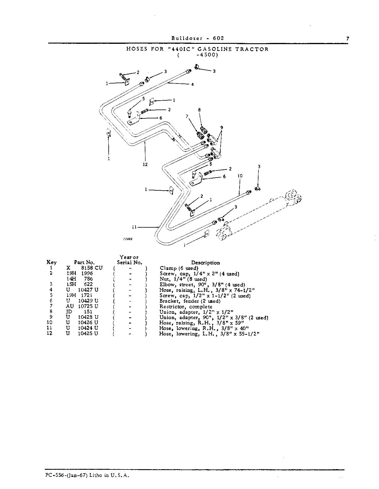 Hoses for "440" IC Gasoline Tractor ( -4500)