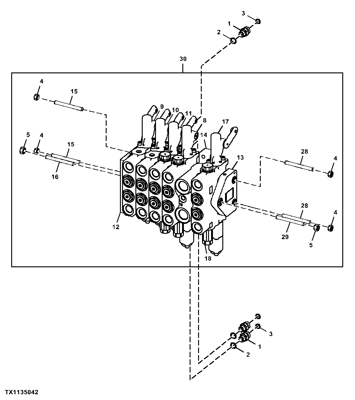 Right 5 Function Control Valve, Mid Mounted Scarifier