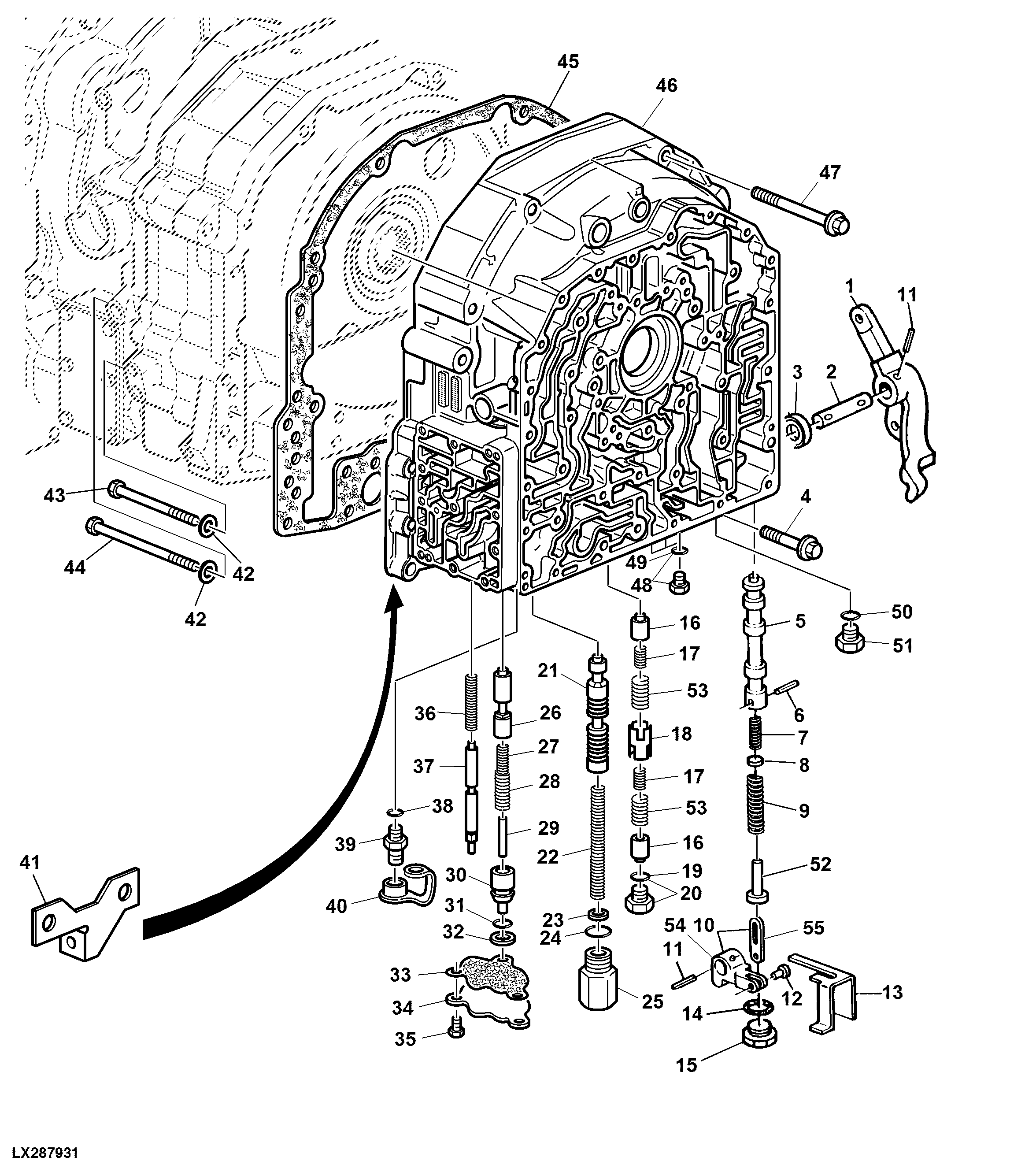 TRANSMISSION FRONT COVER (WITH MECHANICAL REVERSER CONTROL)