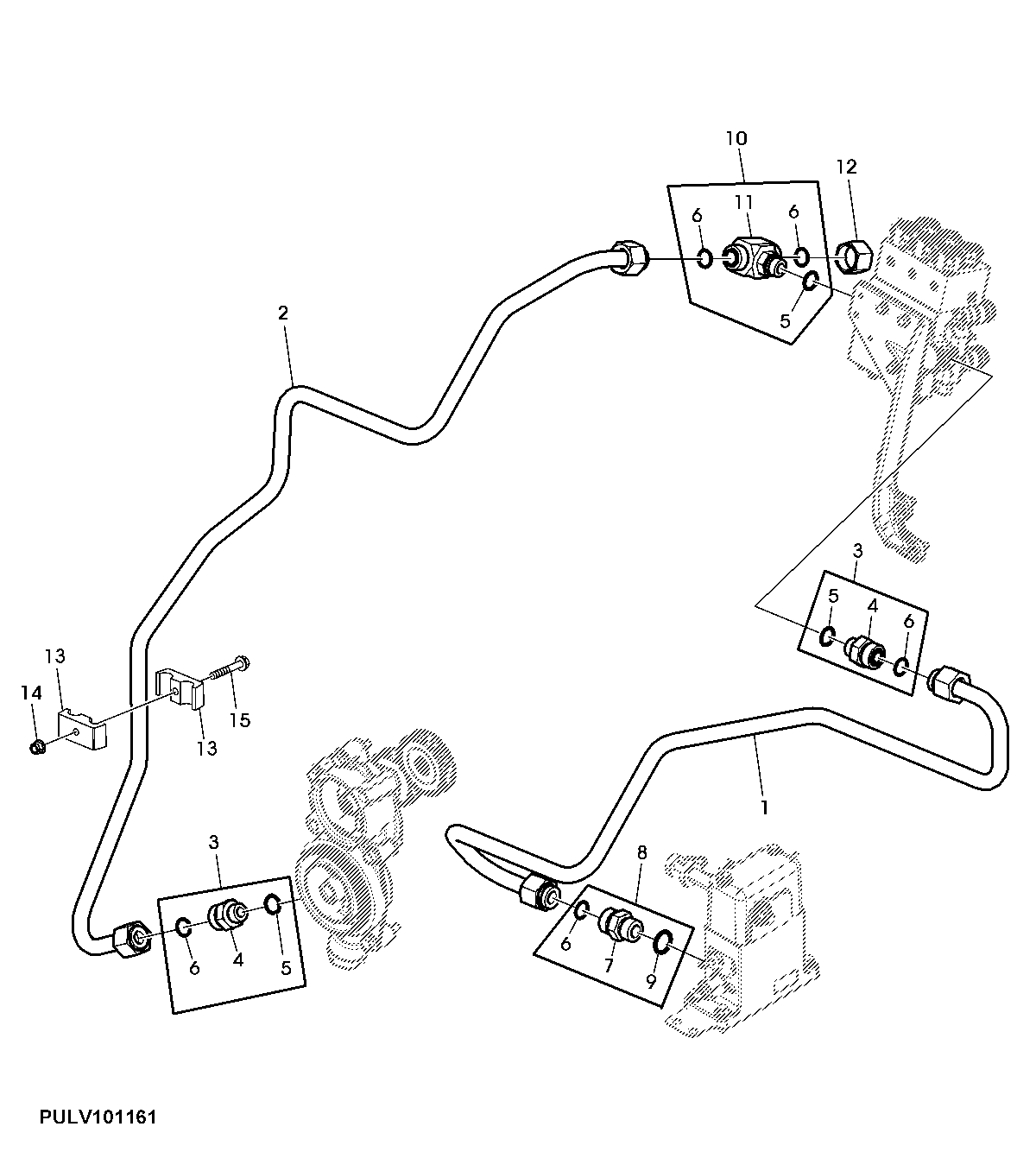 OIL LINES, REAR SCV WITHOUT MID SCV (MECHANICAL HITCH)