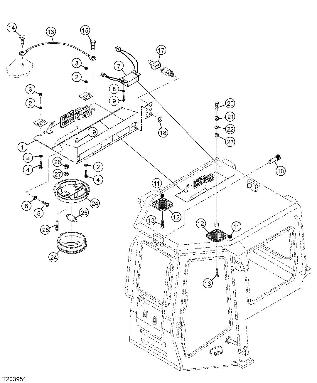 Cab Overhead Console, Lights, And Speakers (006200 - )
