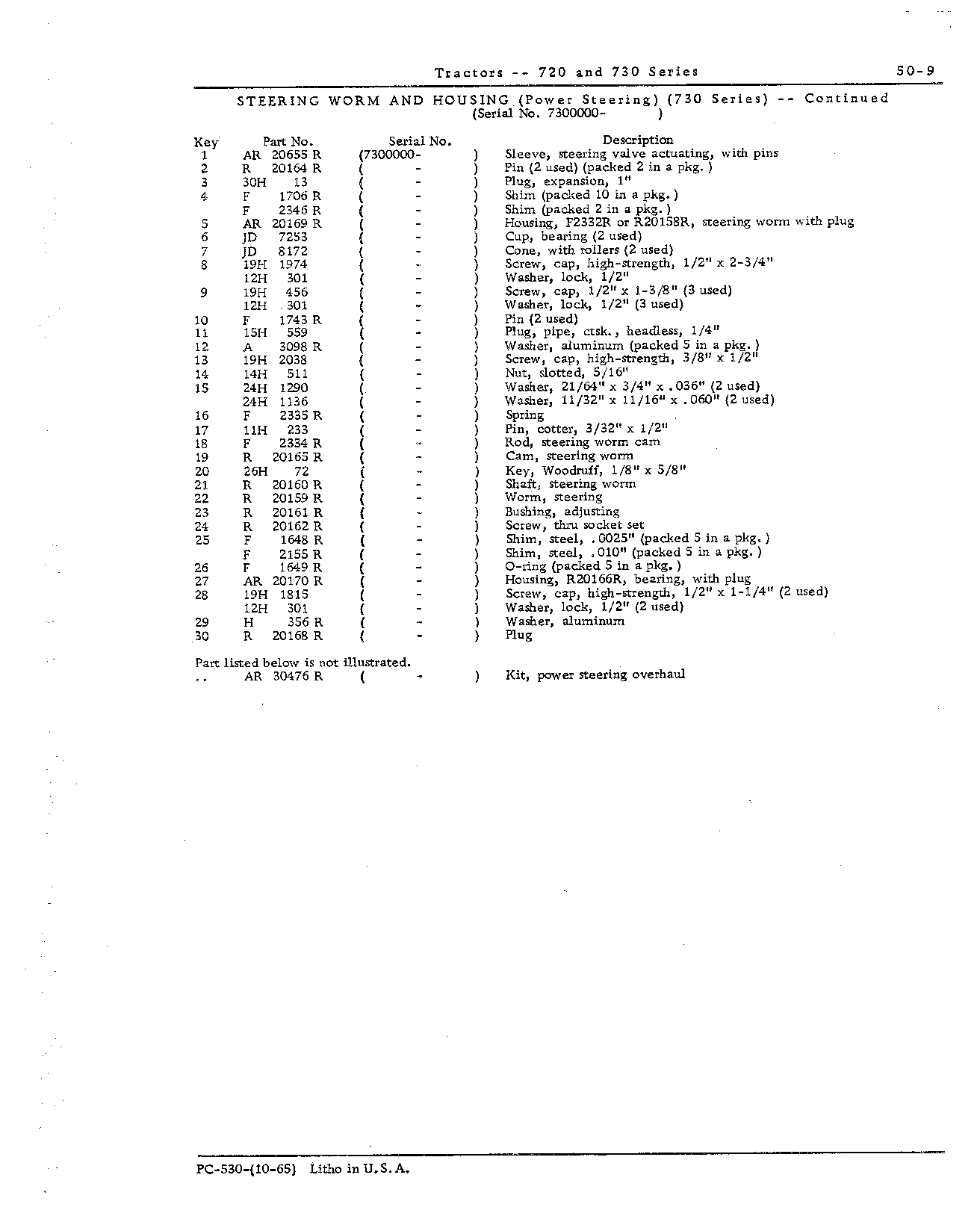 Steering worm and housing (power steering) (Continued)
