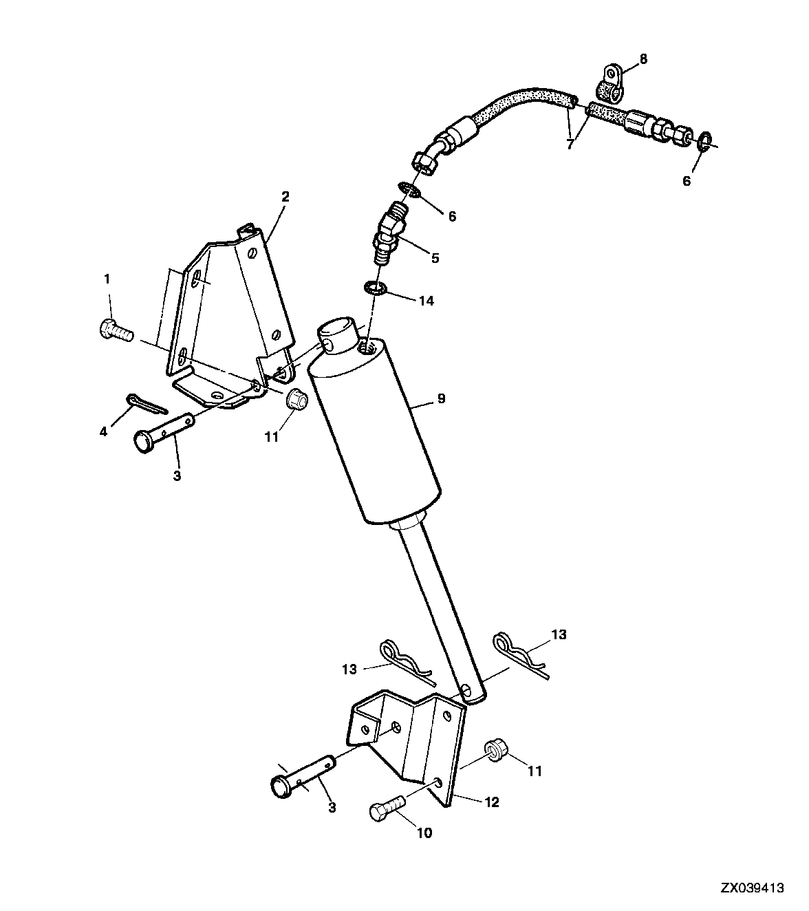GRAIN TANK UNLOADING DRIVE CYLINDER WITH MOUNTING AND HOSE