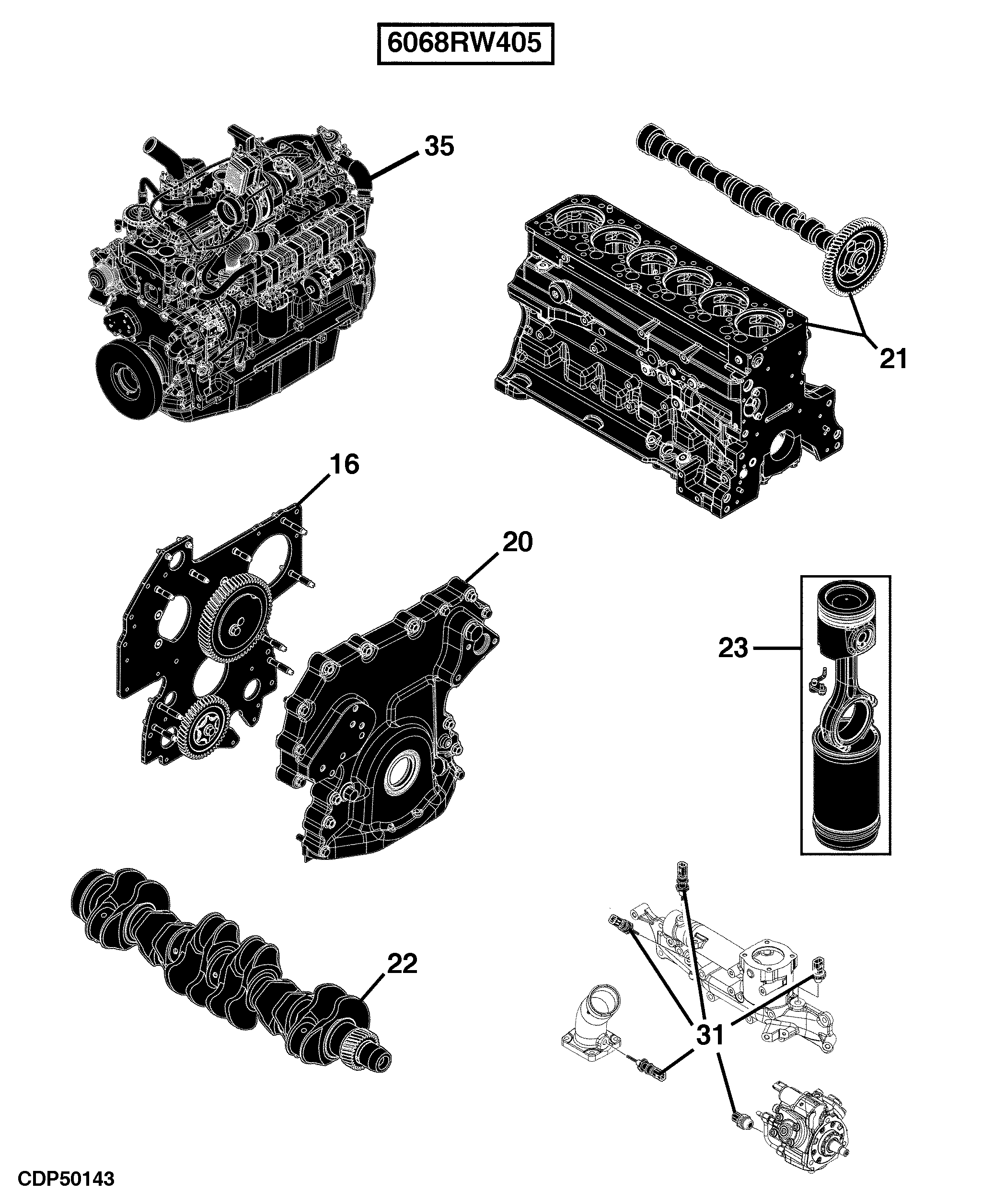 20 Engine 6068RW405-RE549557-ETN90011-ETN90010-ETN68088