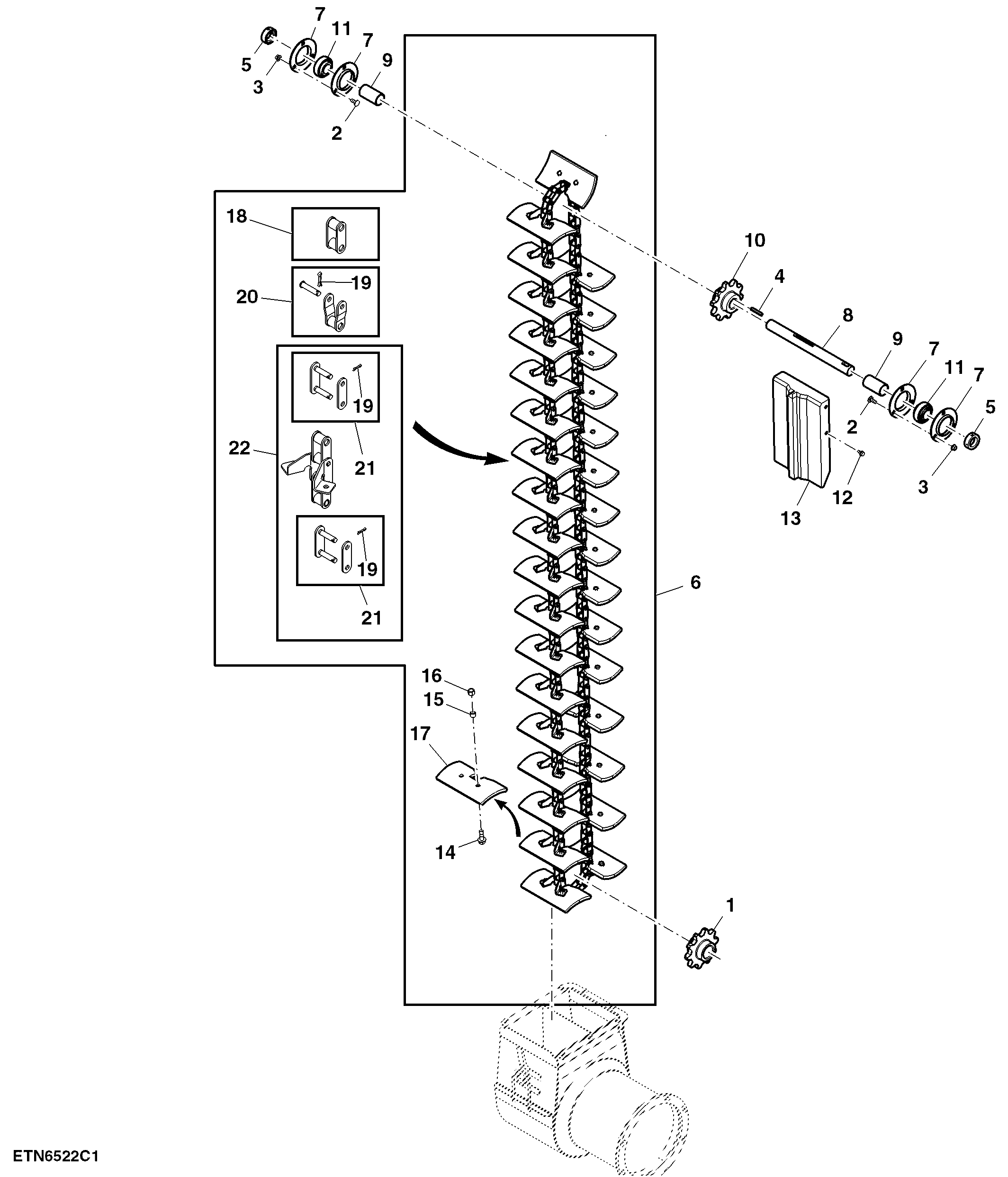 Clean Grain Elevator Link Chain, High Capacity