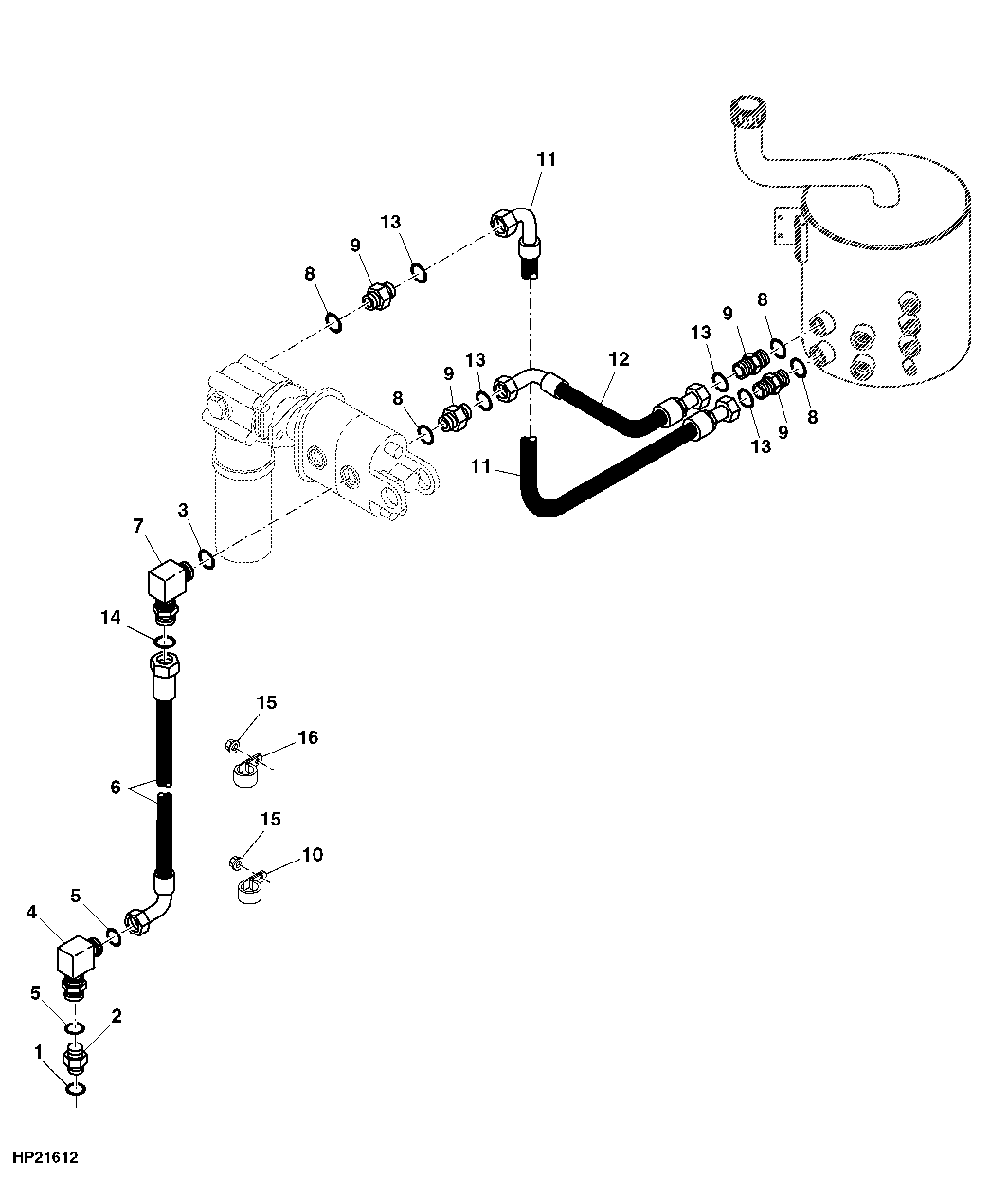 Suction and Return Hose, Main Hydraulic Pump