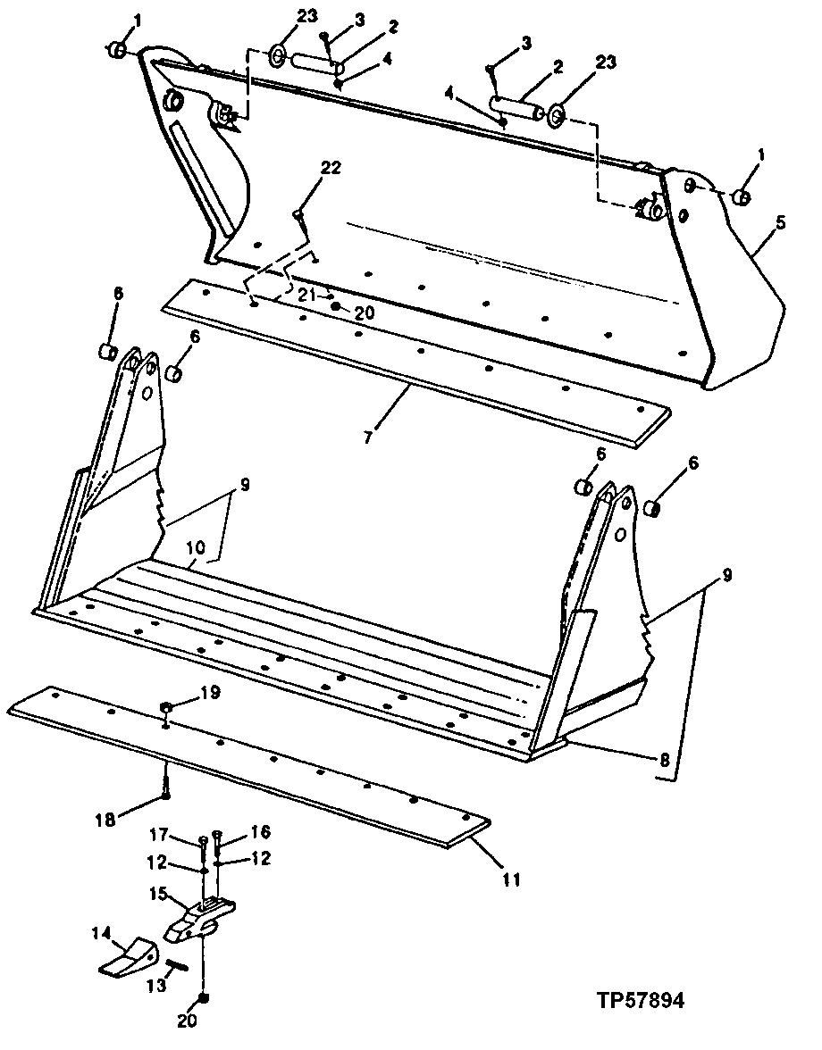 Multi-Purpose Bucket Moldboard, Cutting Edge and Hinge ( - 881677)