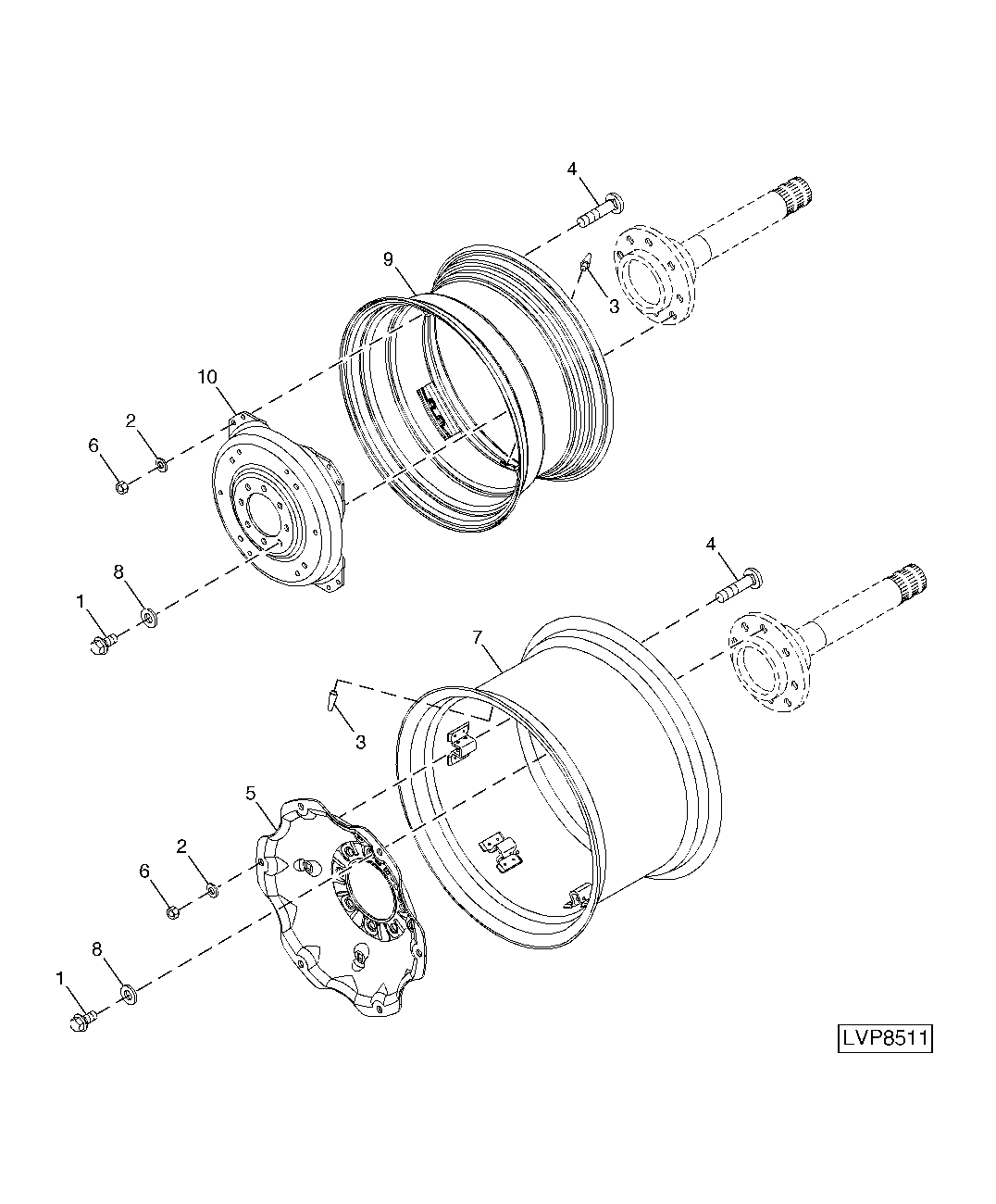 STEEL DISK REAR WHEEL (8-POSITION) (28 INCH WHEEL)