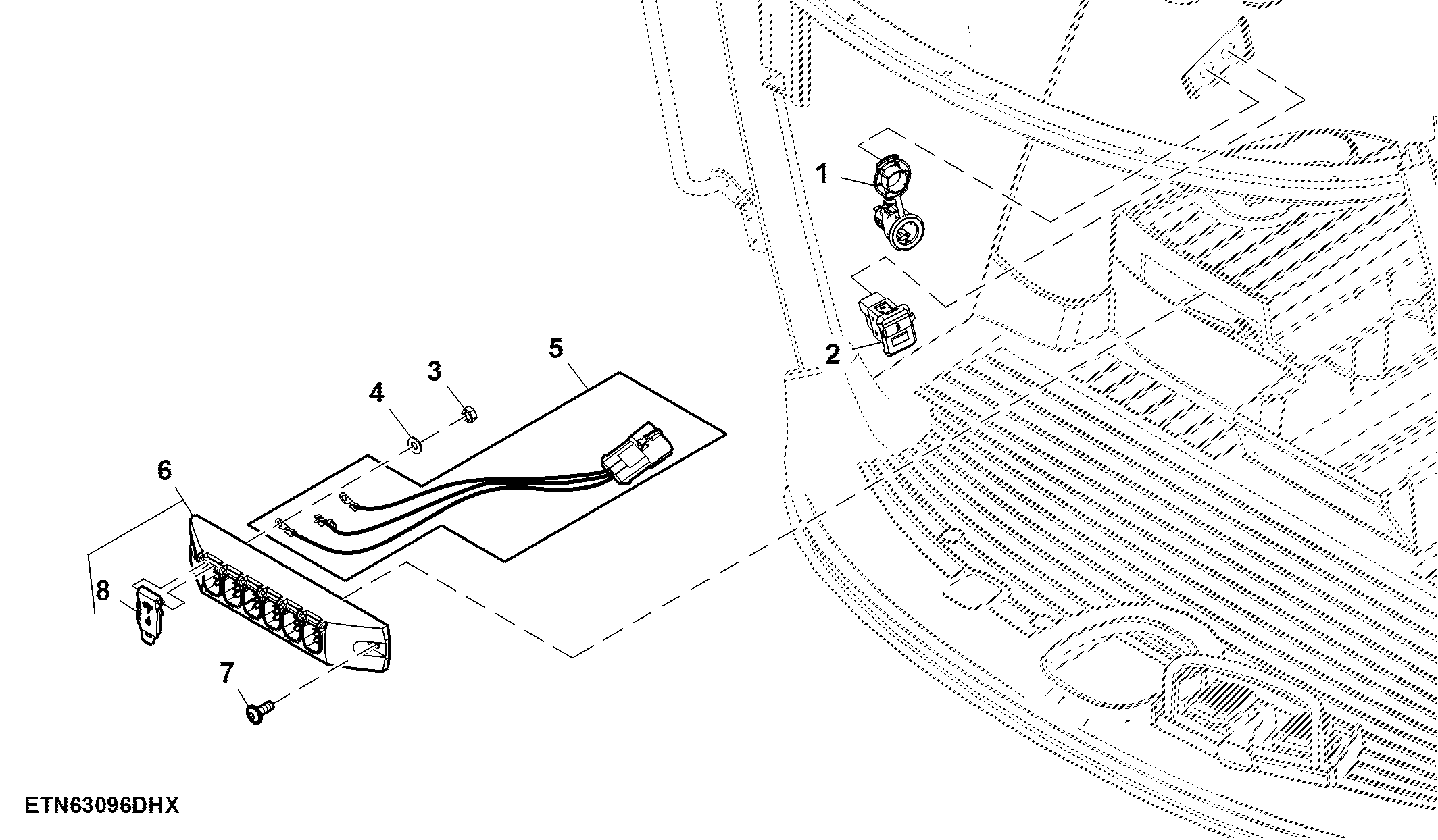 Cab Socket Outlet W/ Auxiliary for Deluxe Cab