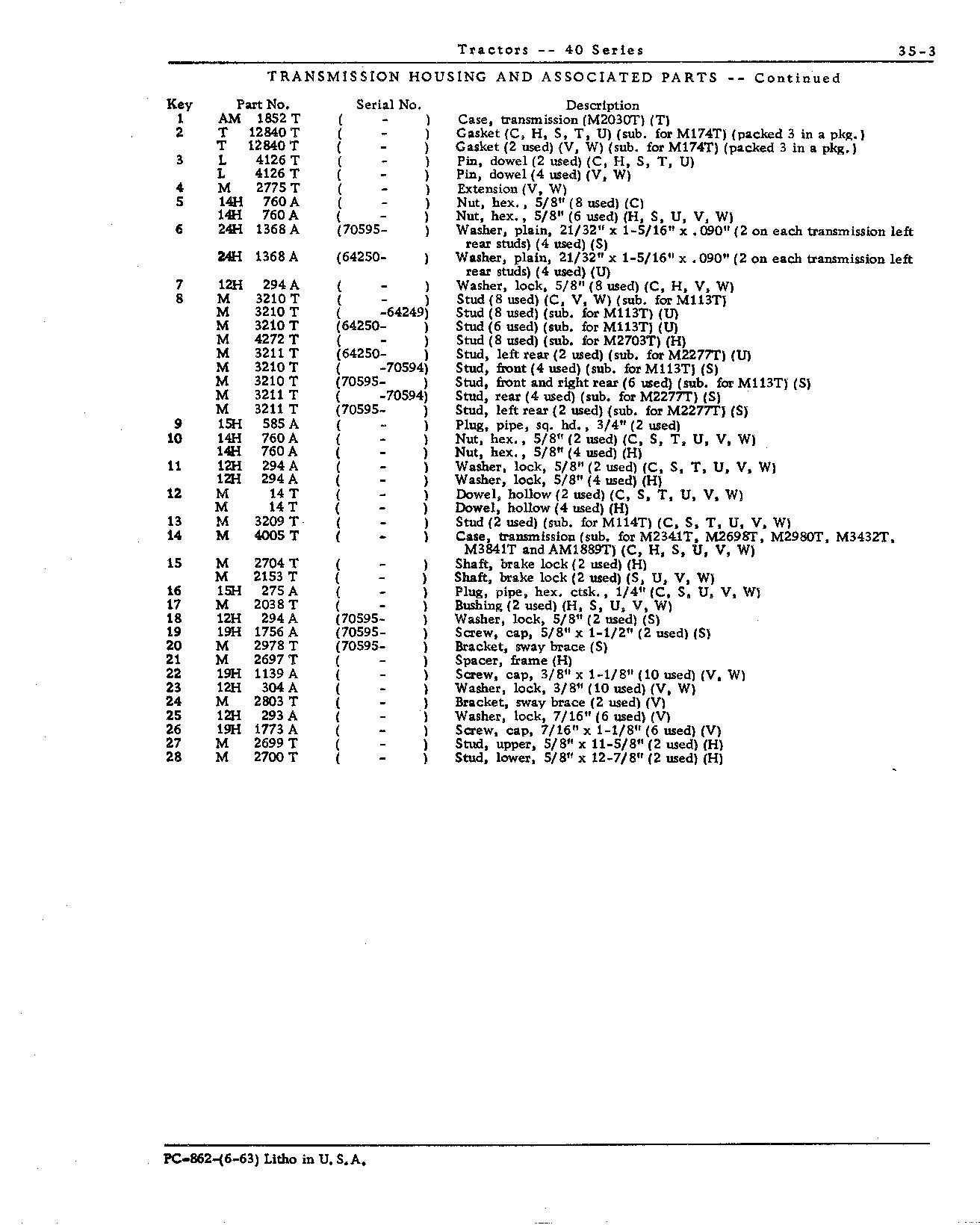 Brackets, sway brace (S, V) (Continued)