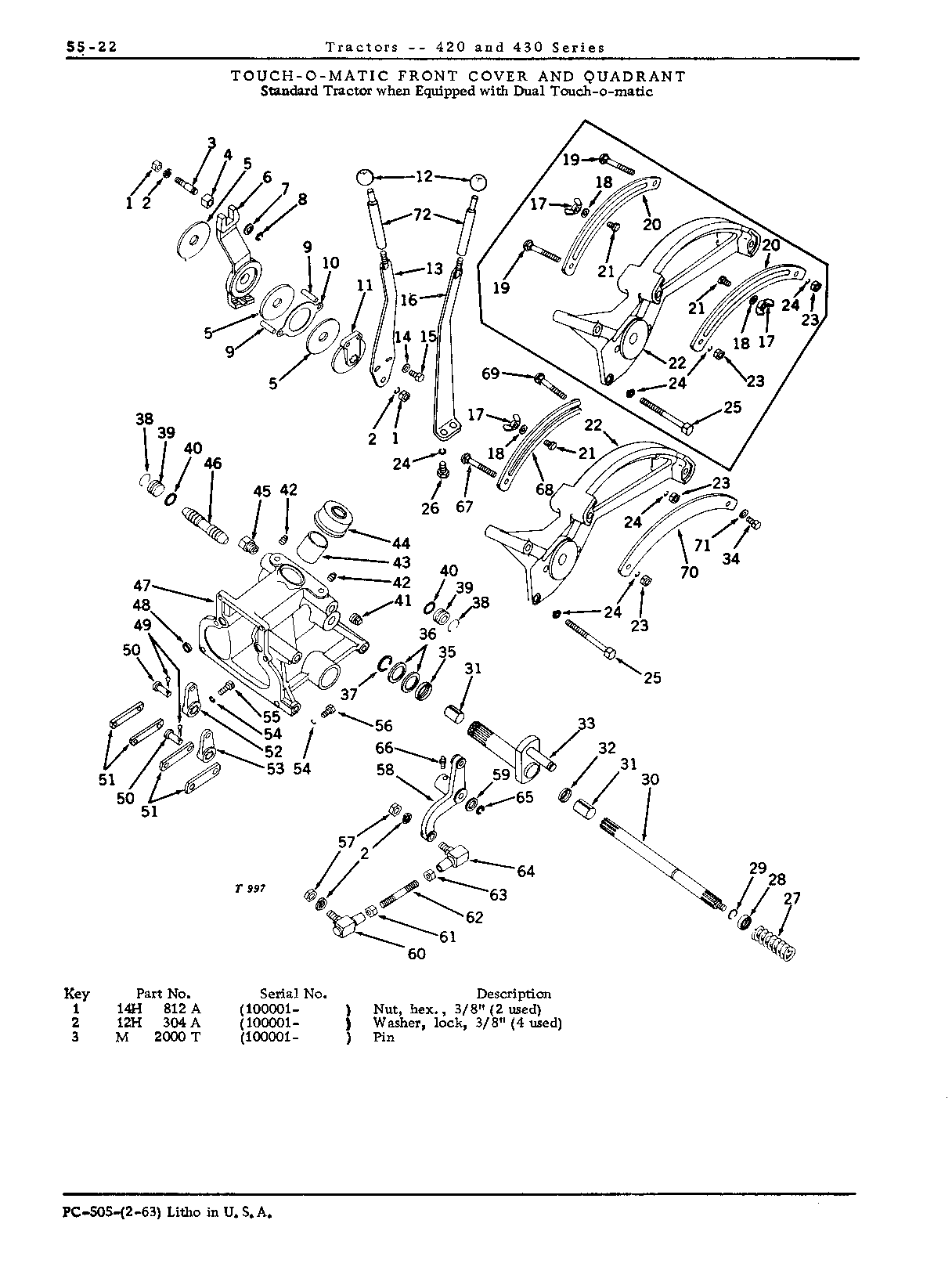 Front cover, Touch-o-matic (S with dual Touch-o-matic)