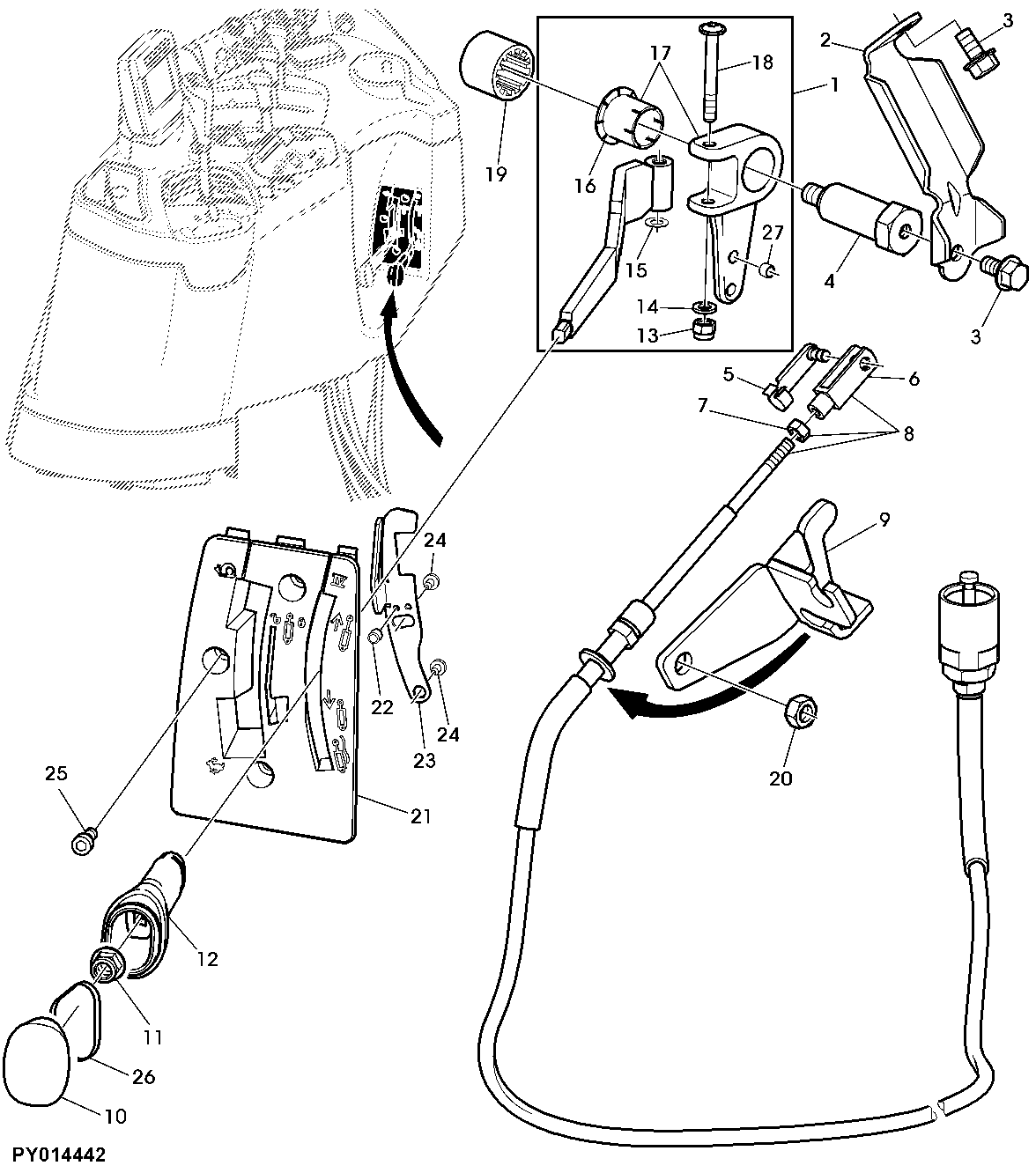 SELECTIVE CONTROL VALVE POSITION 4, CONTROL LINKAGE (SHIFT CONSOLE)