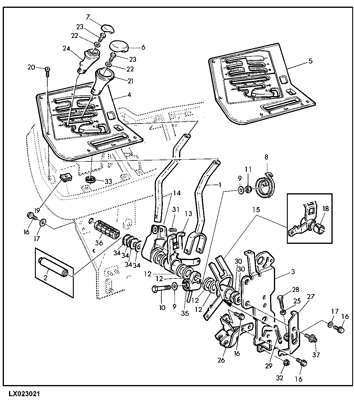 GEAR SHIFT COMPONENTS (POWRQUAD WITH REVERSER CONTROL AT SHIFT CONSOLE)