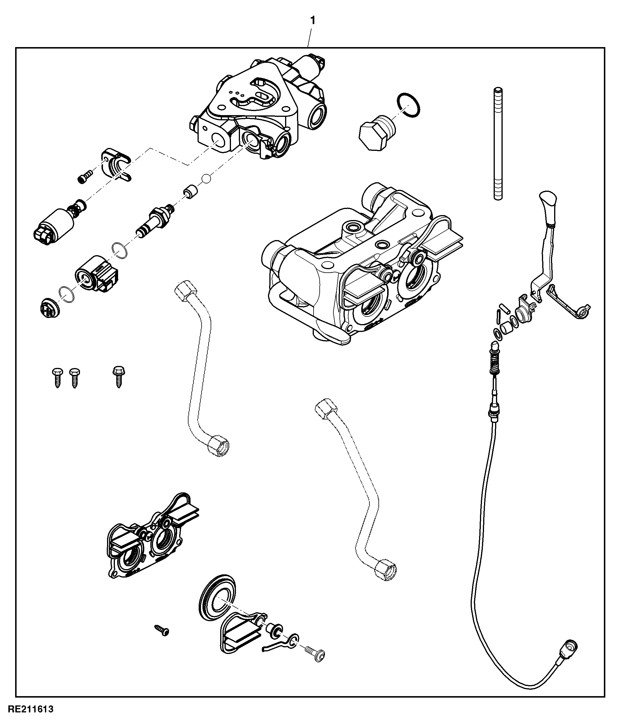 Attachment, Cylinder Control Valve W/ Breakaway Couplers / High Pressure Relief Lever, 3rd, Rear