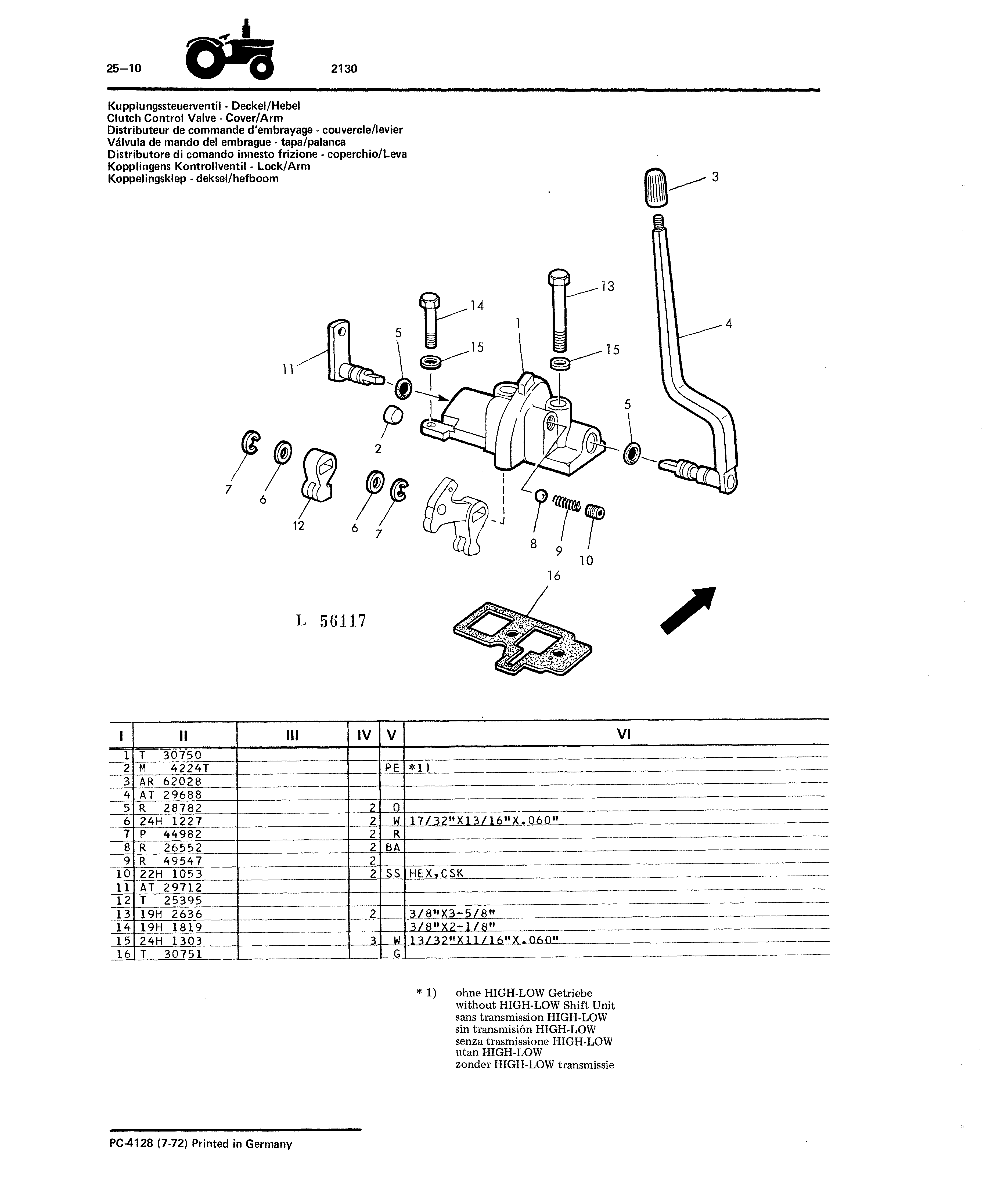 Clutch Control Valve - Cover/Arm