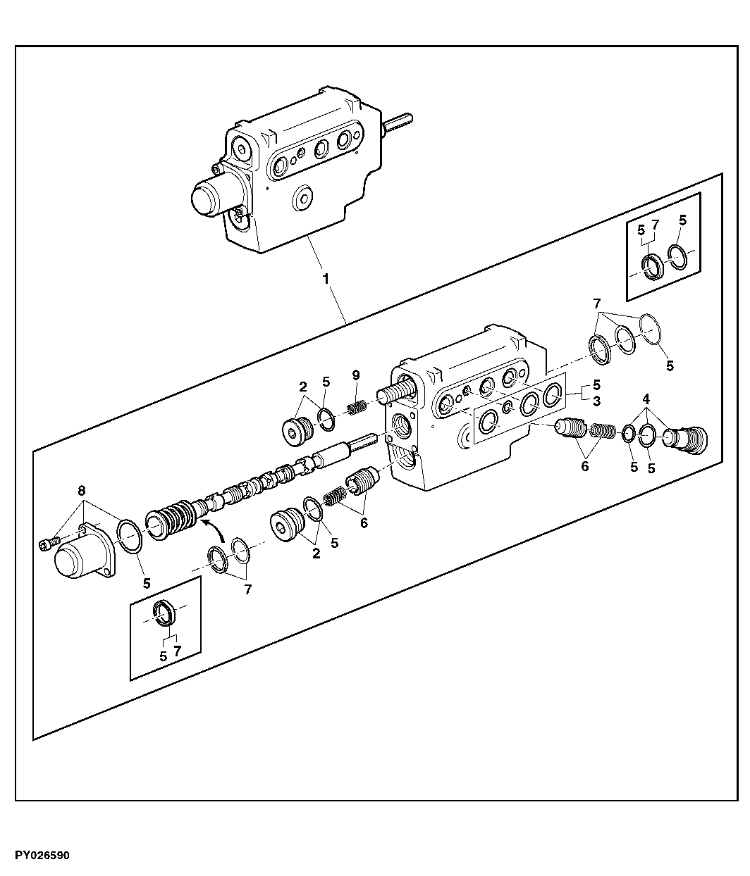 ELECTRONICALLY OPERATED CONTROL VALVE (E-ICV), R.H. / CENTER CAB (SINGLE PARTS)