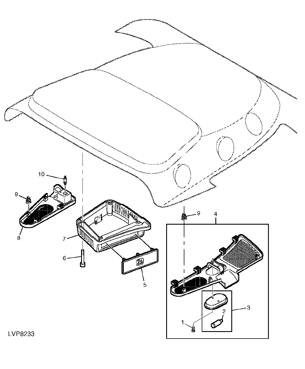 Radio / Storage Compartment/ Recirculation Grilles/ Courtesy Light