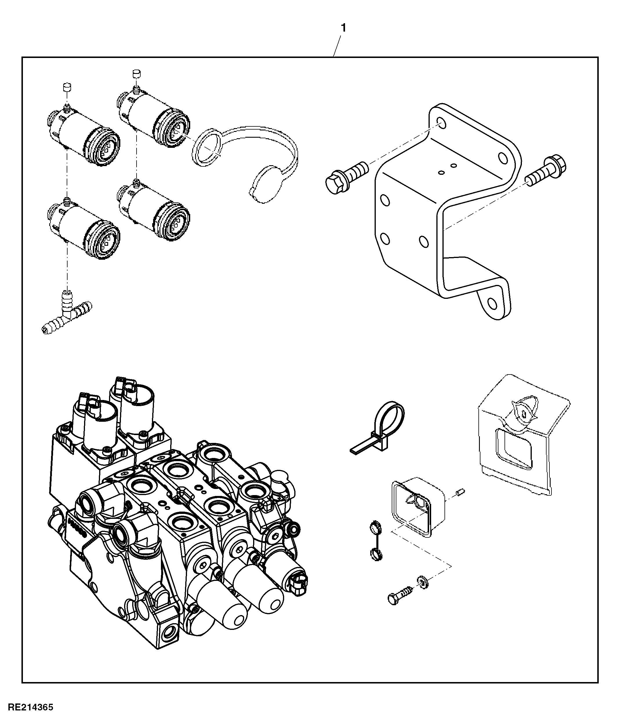 EH Control Valve, 3 Function, Mid-Mount, Attachment