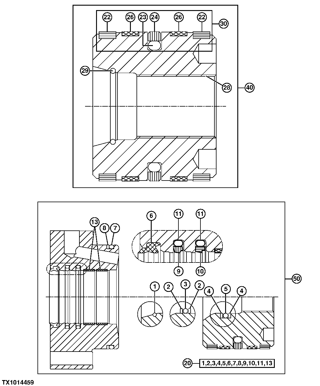 Three Shank Ripper, Hydraulic Cylinder Piston and Rod Guide