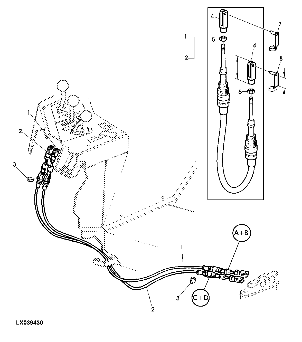 BOWDEN CABLES RANGE SHIFT FOR POWRQUAD WITH REVERSER CONTROL ON SHIFT CONSOLE (ORCHARD TRACTORS)