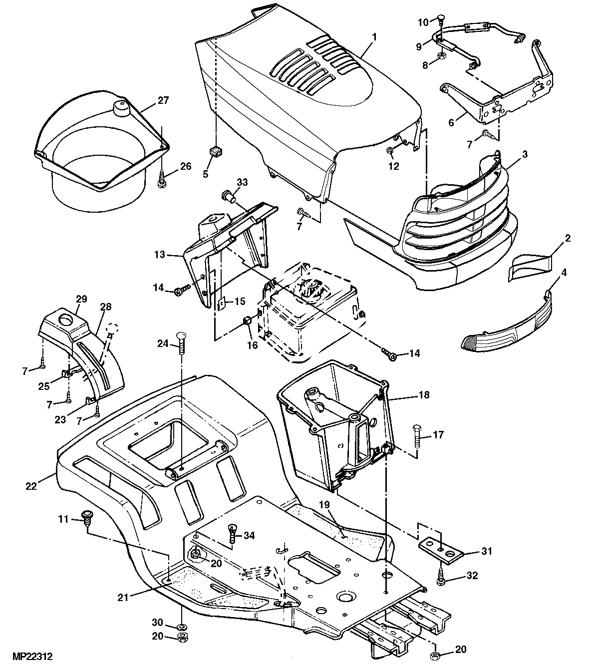 Hood, Frame, and Instrument Panel (030001 - )