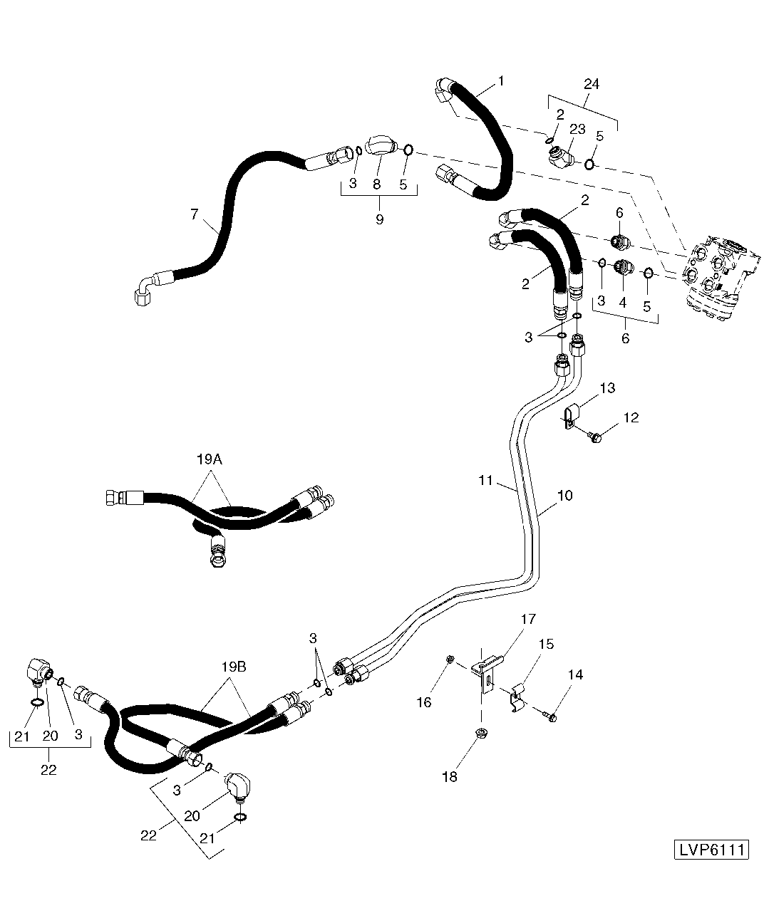 STEERING HYDRAULIC LINES (ISOLATED OPEN OPERATOR STATION / CAB)