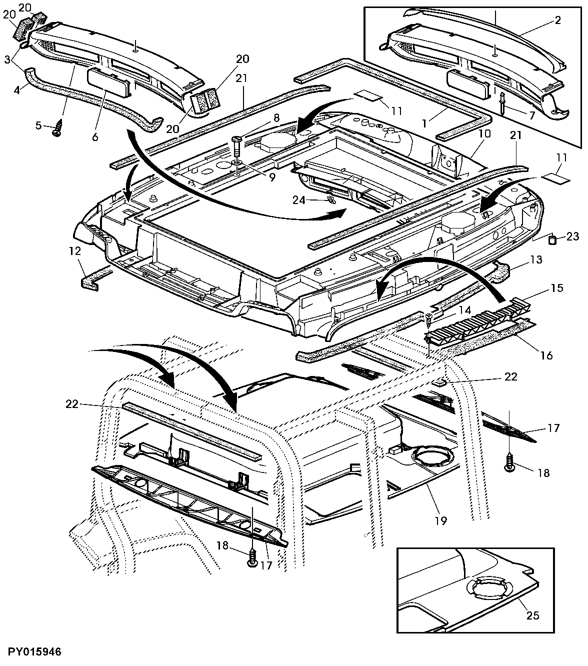 HEADLINER, HEADLINER TRIM (NOT WITH HINGED HATCH)