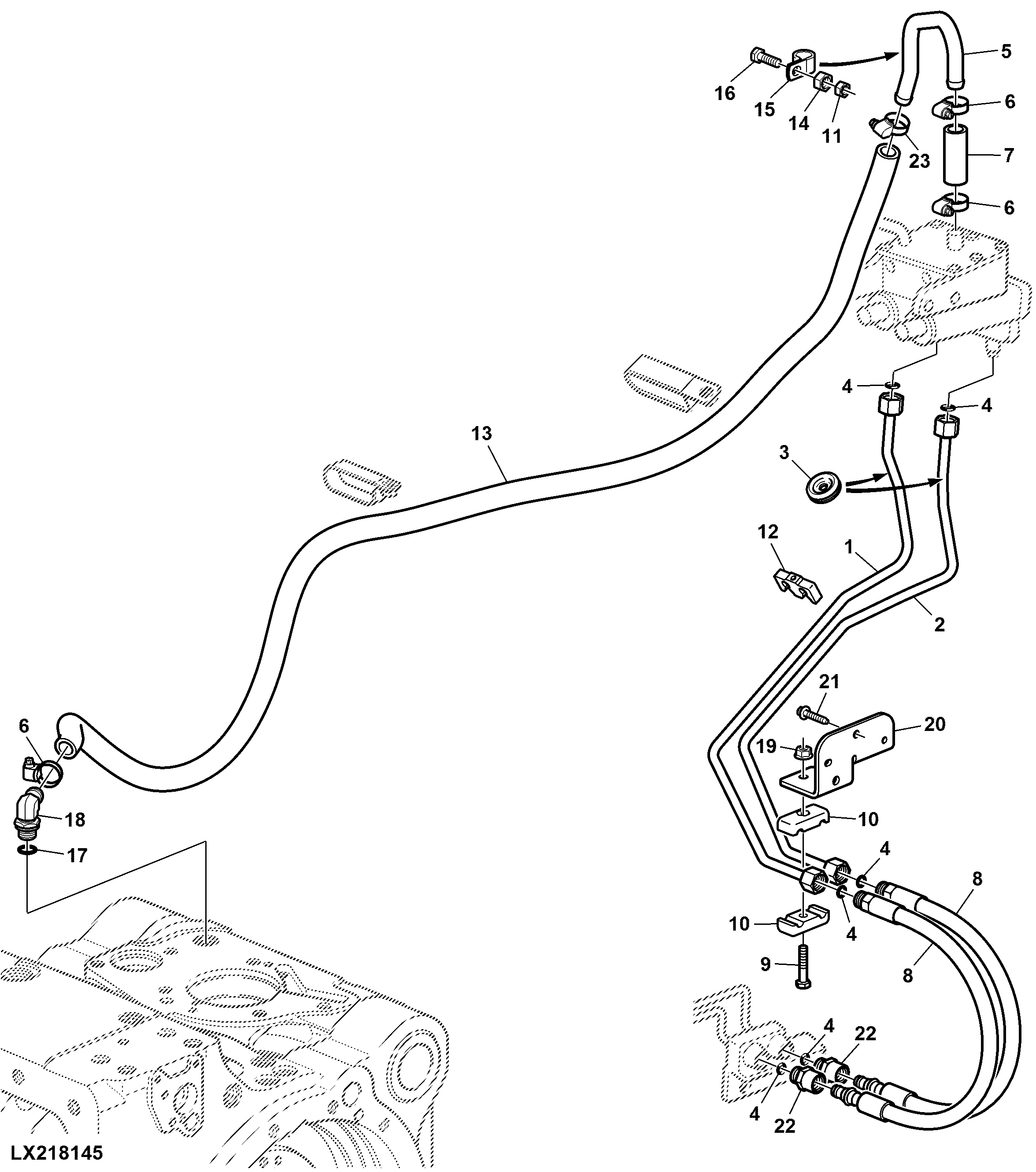 BRAKE OIL LINES (OPEN OPERATOR'S STATION, STANDARD VERSION)