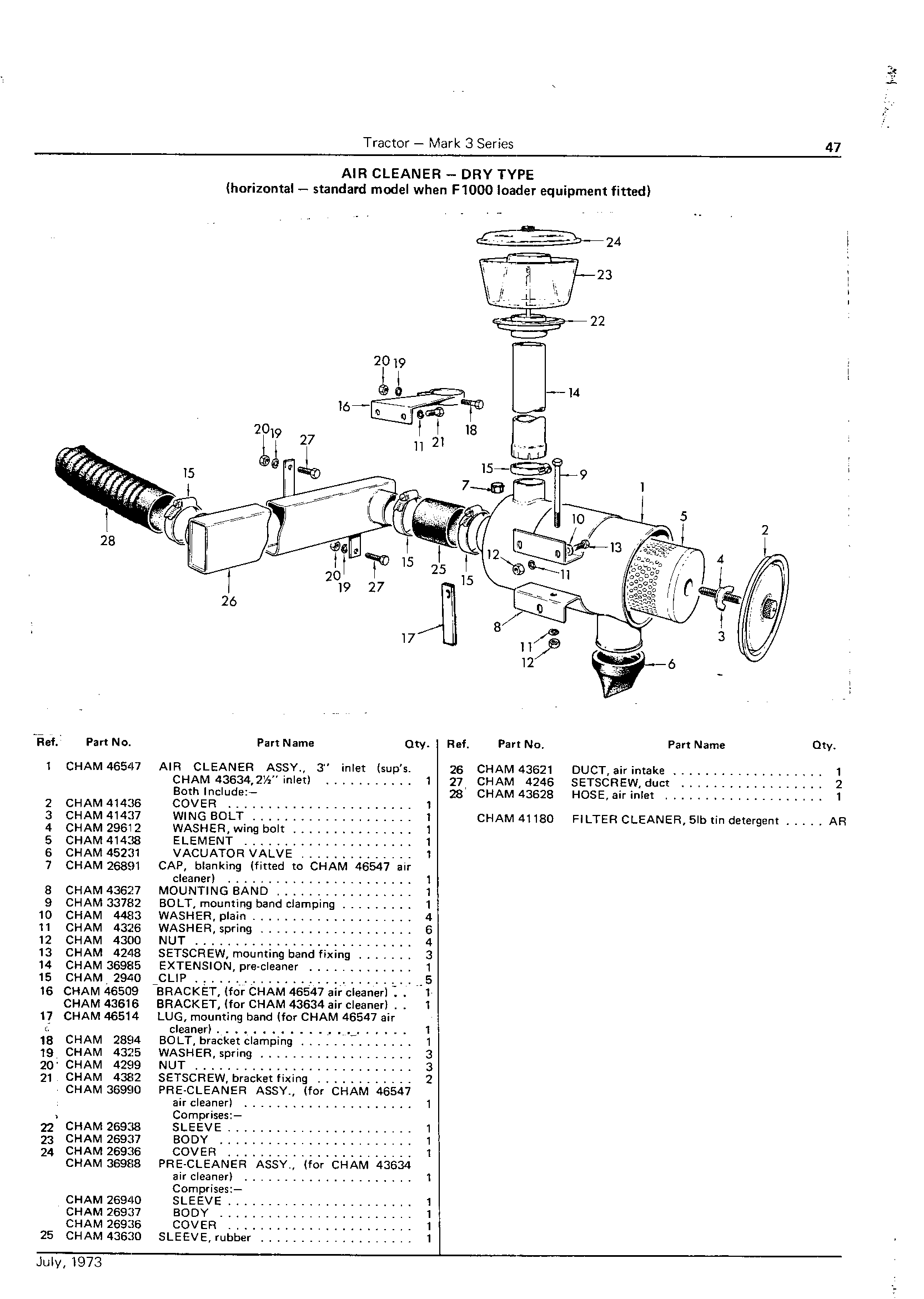 Air Cleaner - Dry Type (Horizontal) F1000 Loader