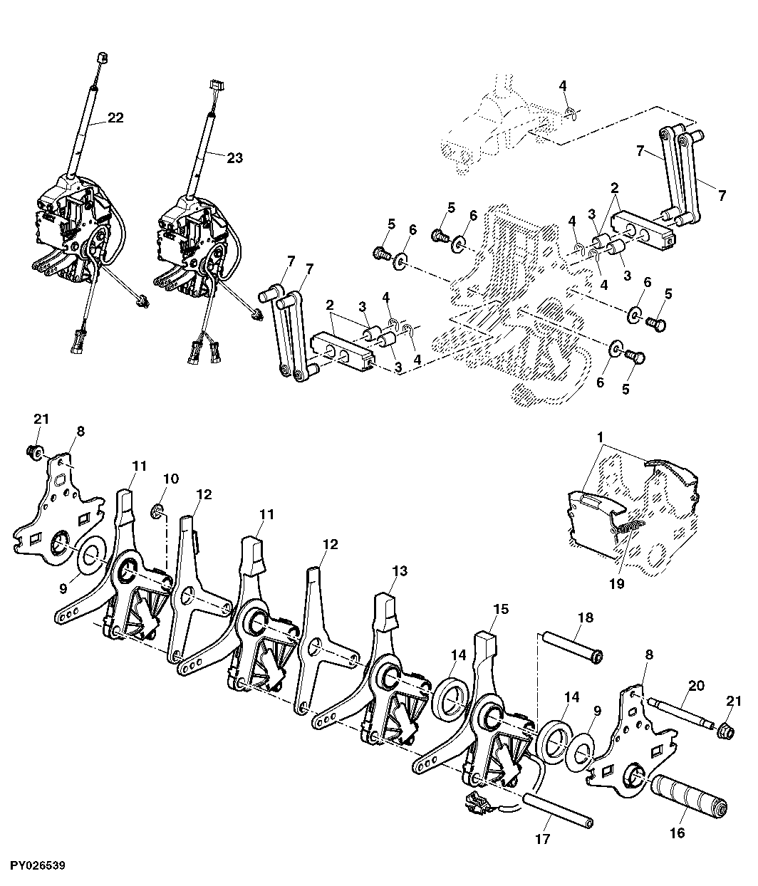 RANGE SHIFT COMPONENTS, 24-SPEED (POWRQUAD PLUS OR AUTOQUAD PLUS)