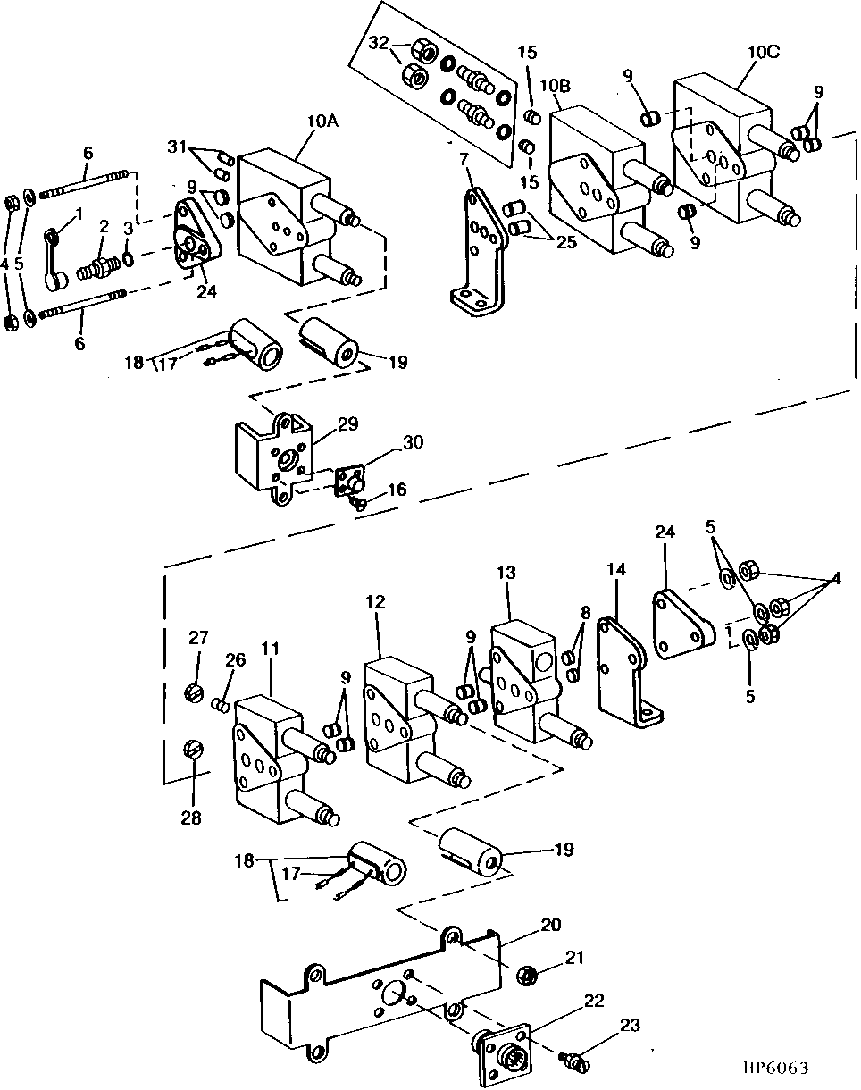 Six Stack Solenoid Control Valve Module Assembly and Mountings (660201 - )