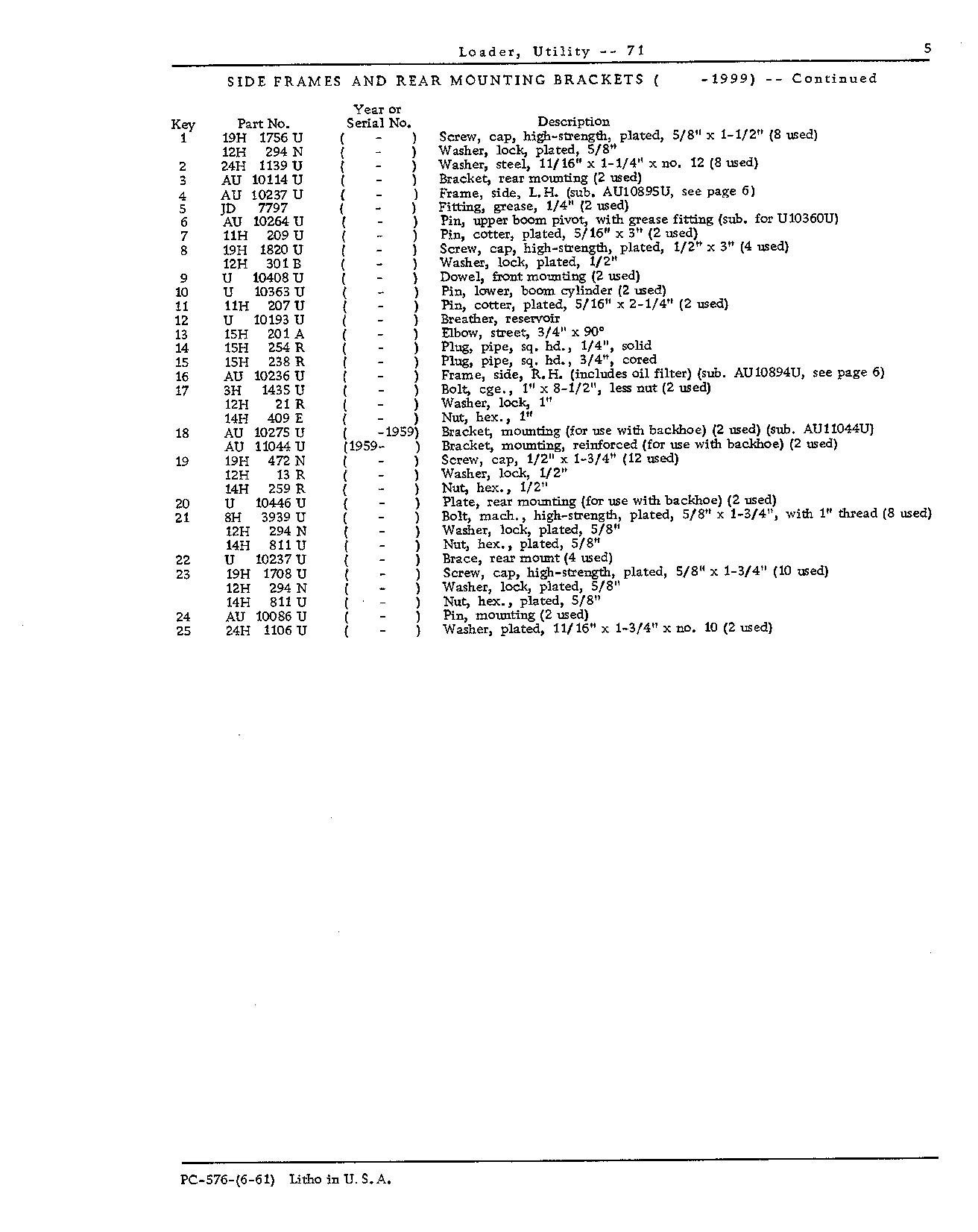 Side Frames and Rear Mounting Brackets ( -1999) (Continued)