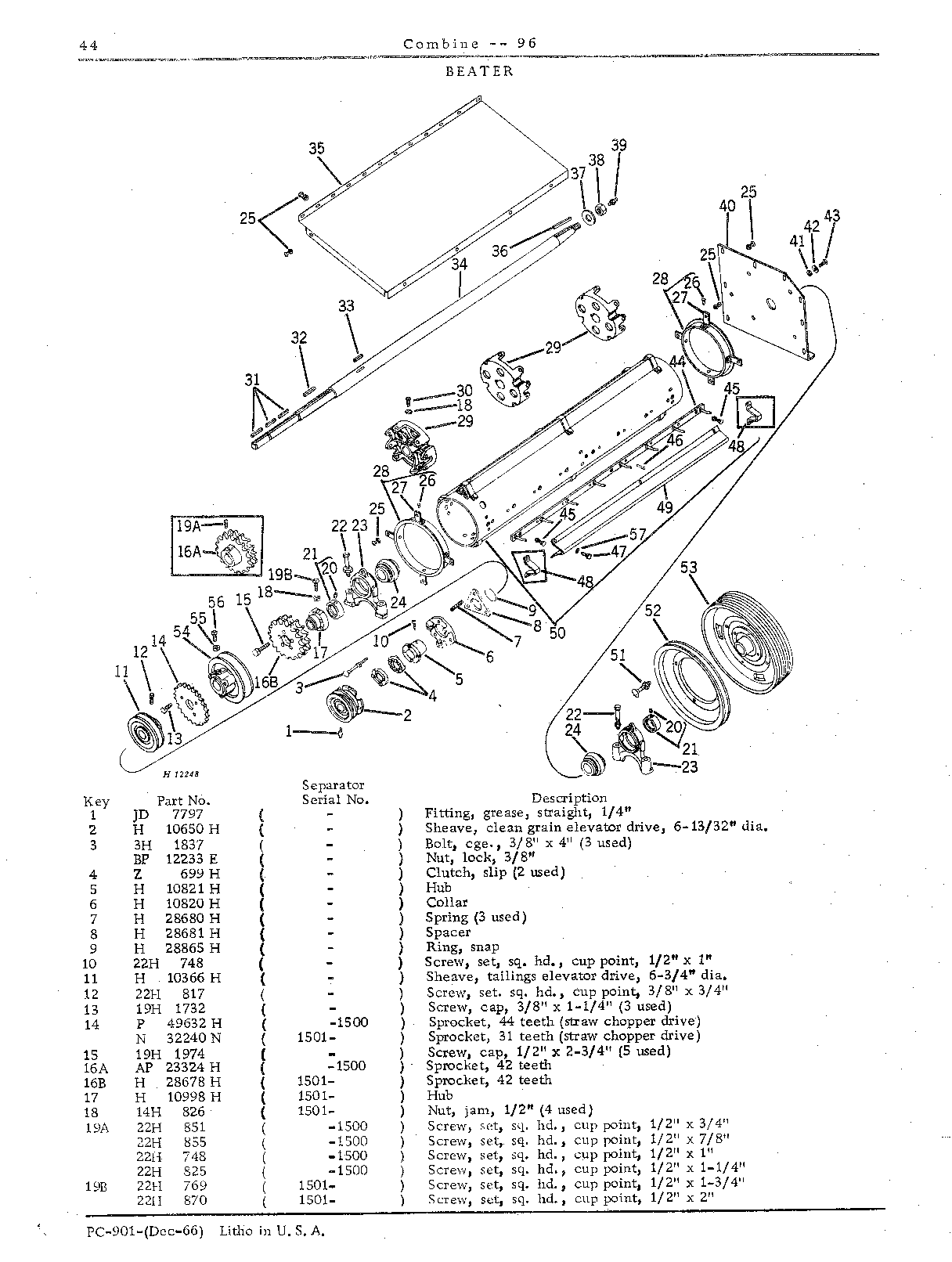 Beater, Platform Electromagnetic Clutch, Grain Conveyor Chains and Bottoms (Continued)